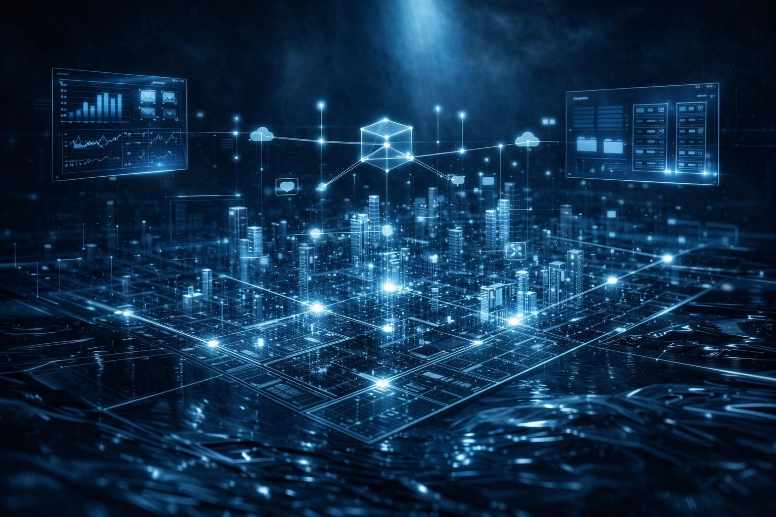 A complex digital blueprint representing scalable website architecture and strategic network infrastructure.