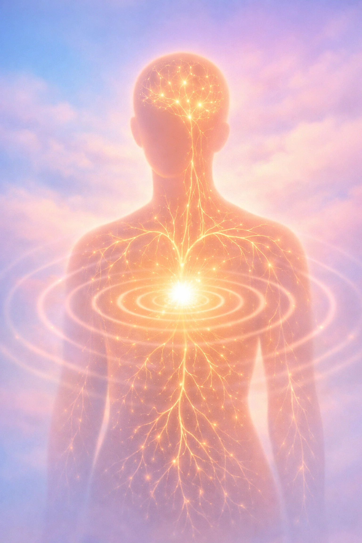 Illustration of nervous system pathways showing mind-body connection and stress response