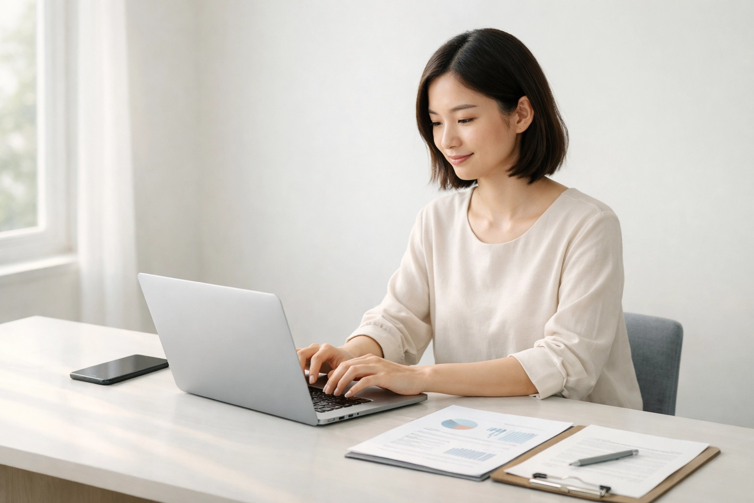 Person researching Pennsylvania car insurance quotes online at desk with laptop and documents