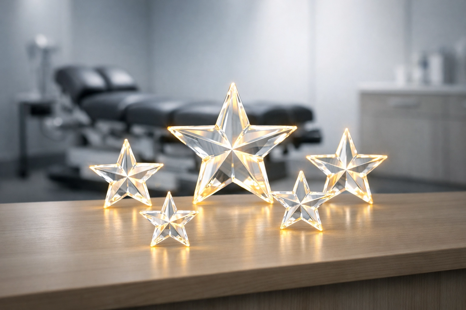 Five stars representing positive chiropractic patient reviews and digital reputation management.