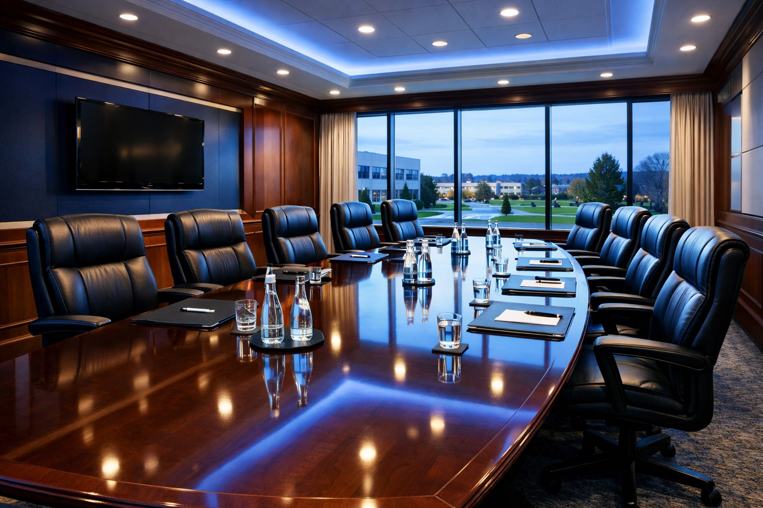 Clean executive boardroom in Abington illustrating professional corporate office cleaning results.