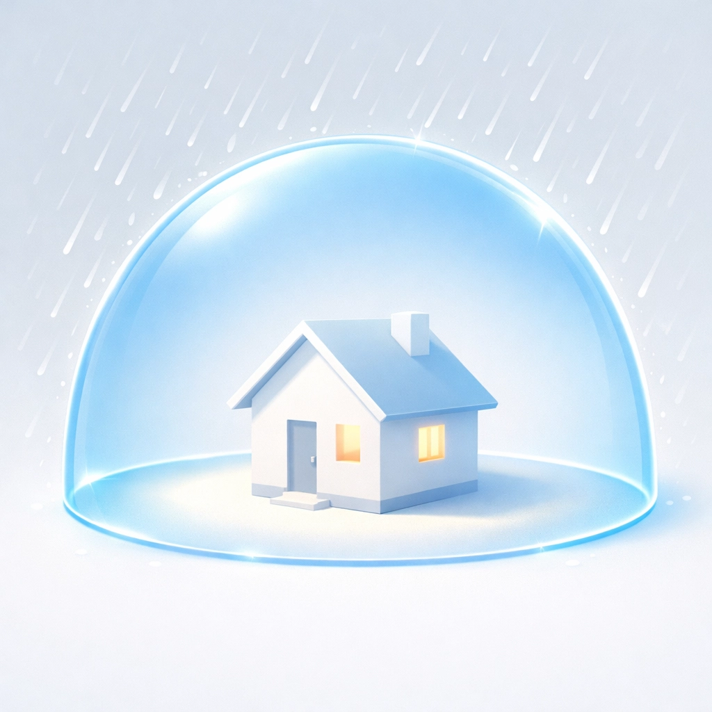 A home shielded from heavy rain, illustrating the long-term benefits of professional leak prevention.