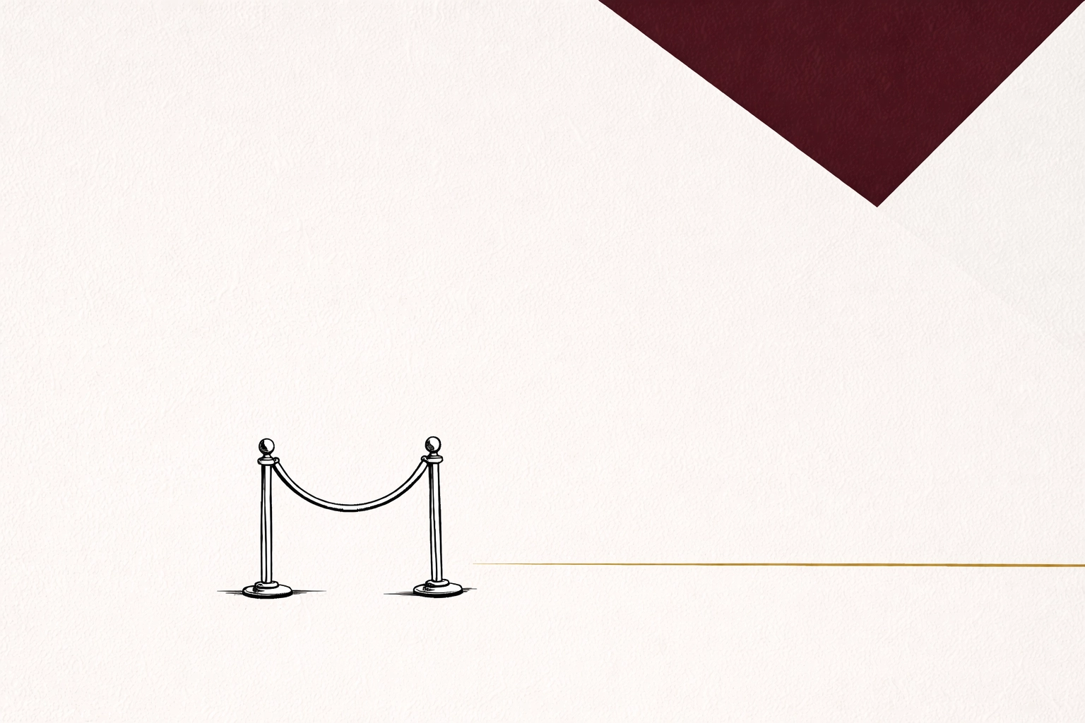 Velvet rope symbolizing exclusive limited access to IncluHub's 20 brand partnership slots