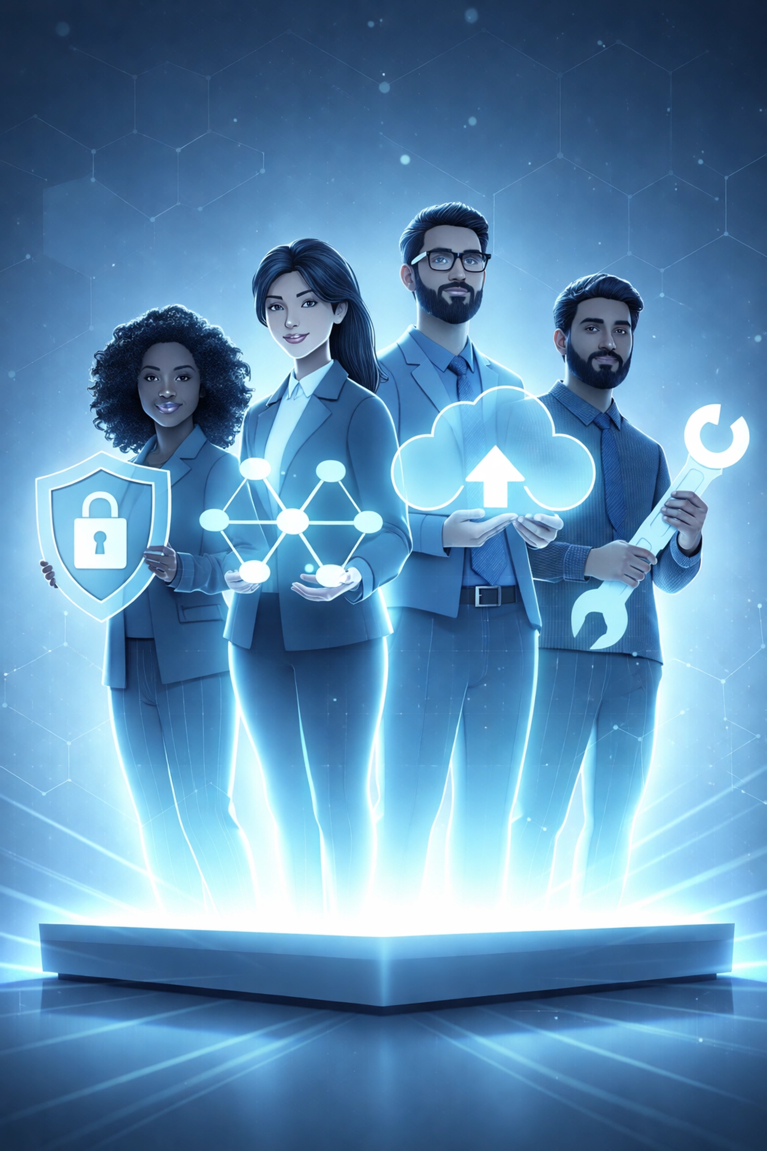 Team of IT specialists providing managed services expertise for small businesses