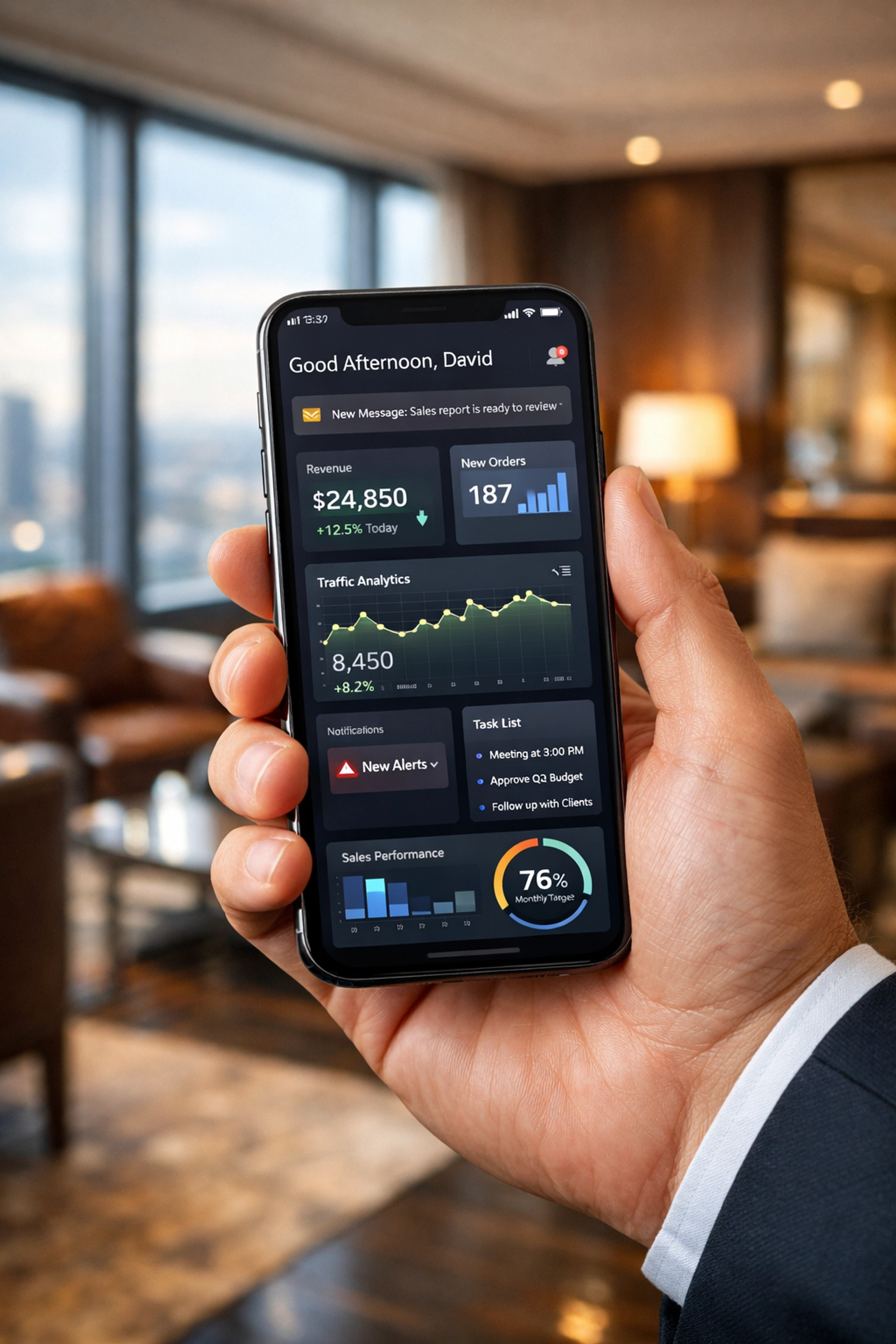 Mobile app control center for Super Bowl corporate hospitality suite management