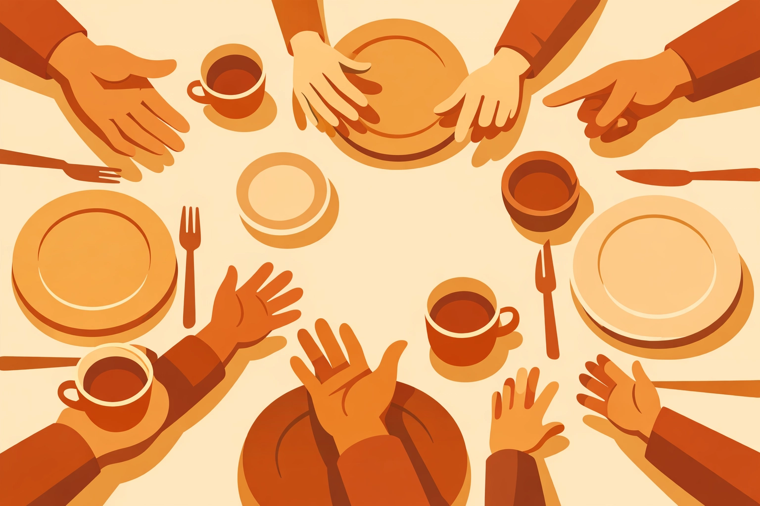 Family having meaningful conversation about faith and values at dinner table