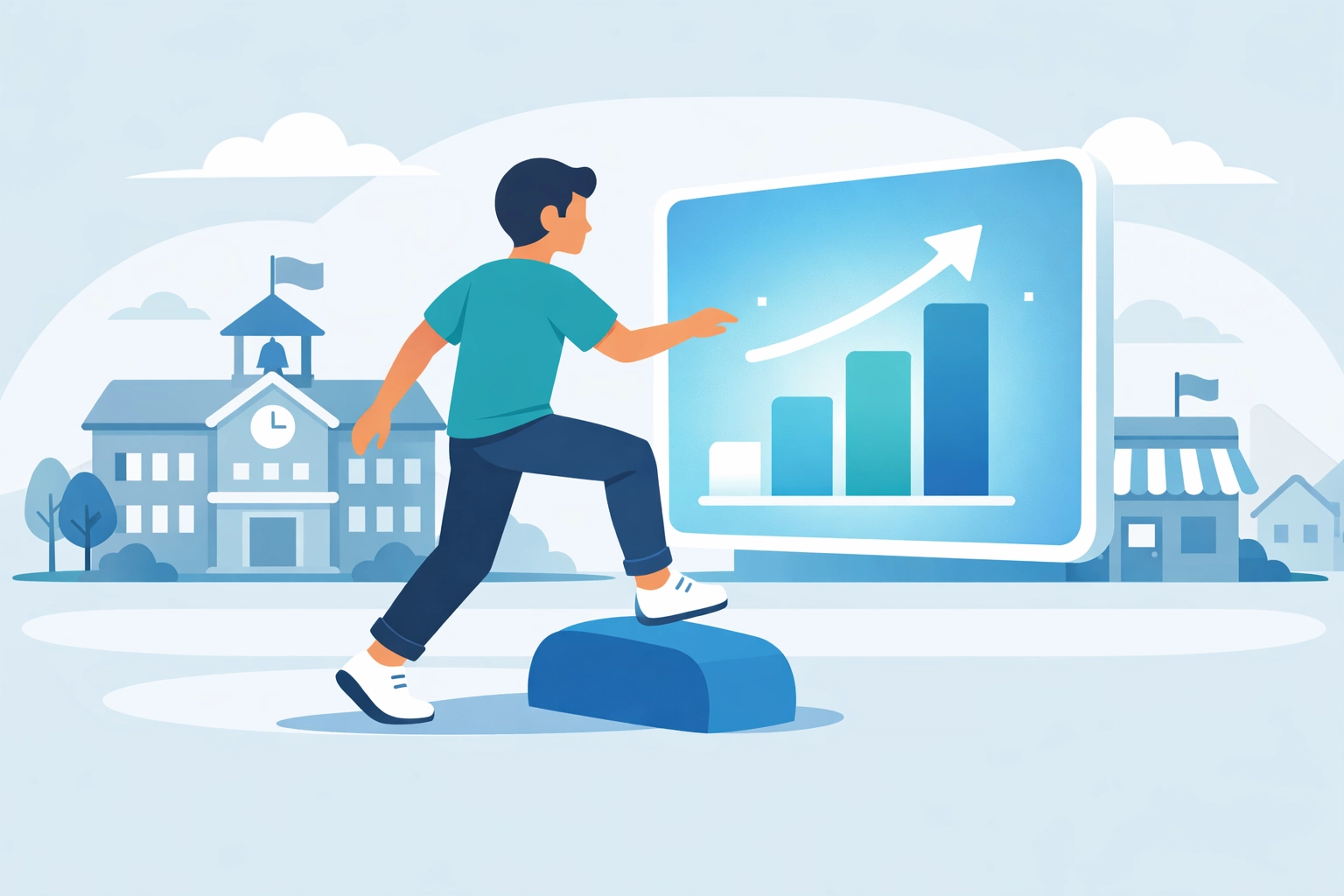 Modern graphic showing easy access to digital advertising for small-scale local political campaigns and school board races.