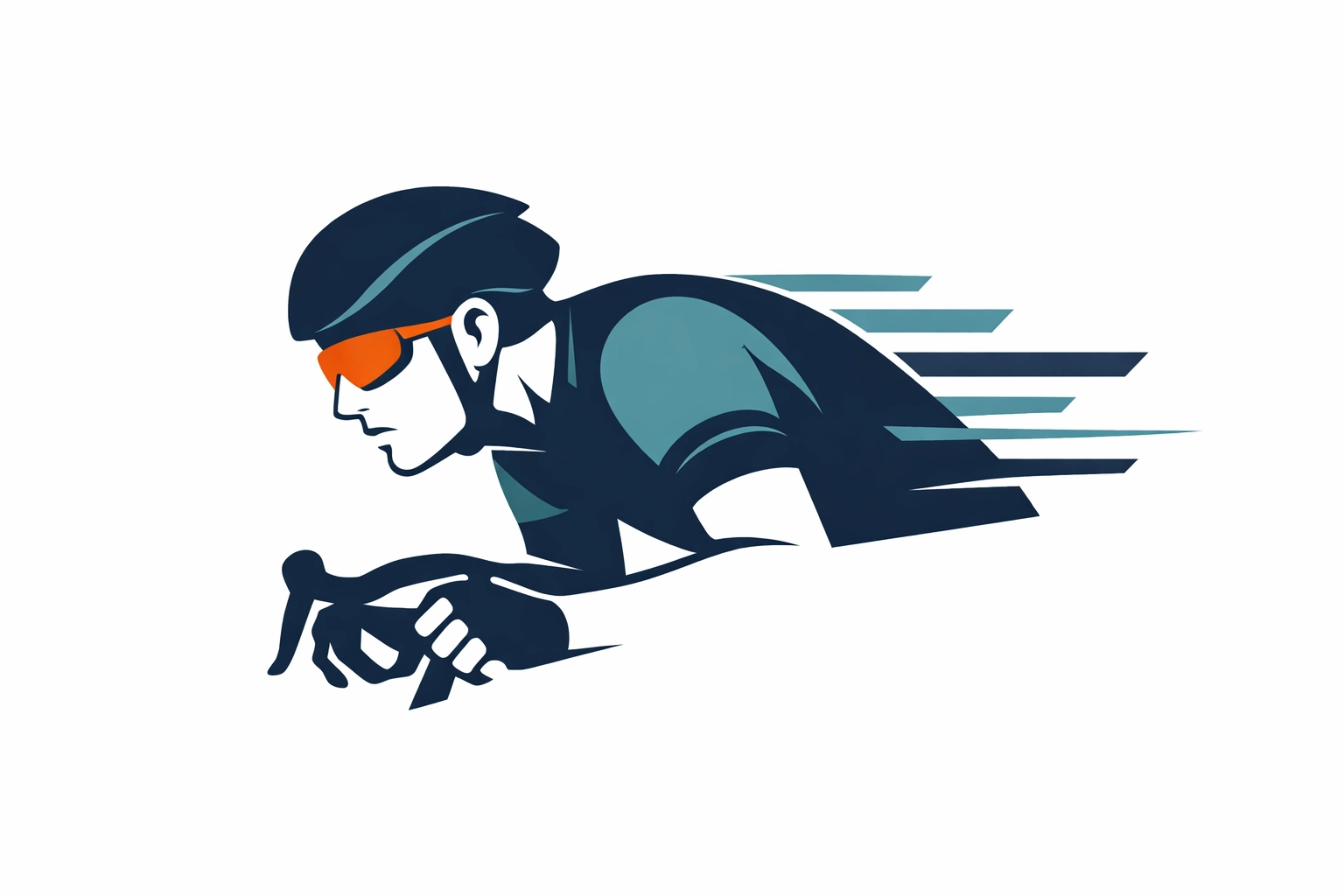 Minimalist illustration of a focused cyclist during an intense indoor training session.