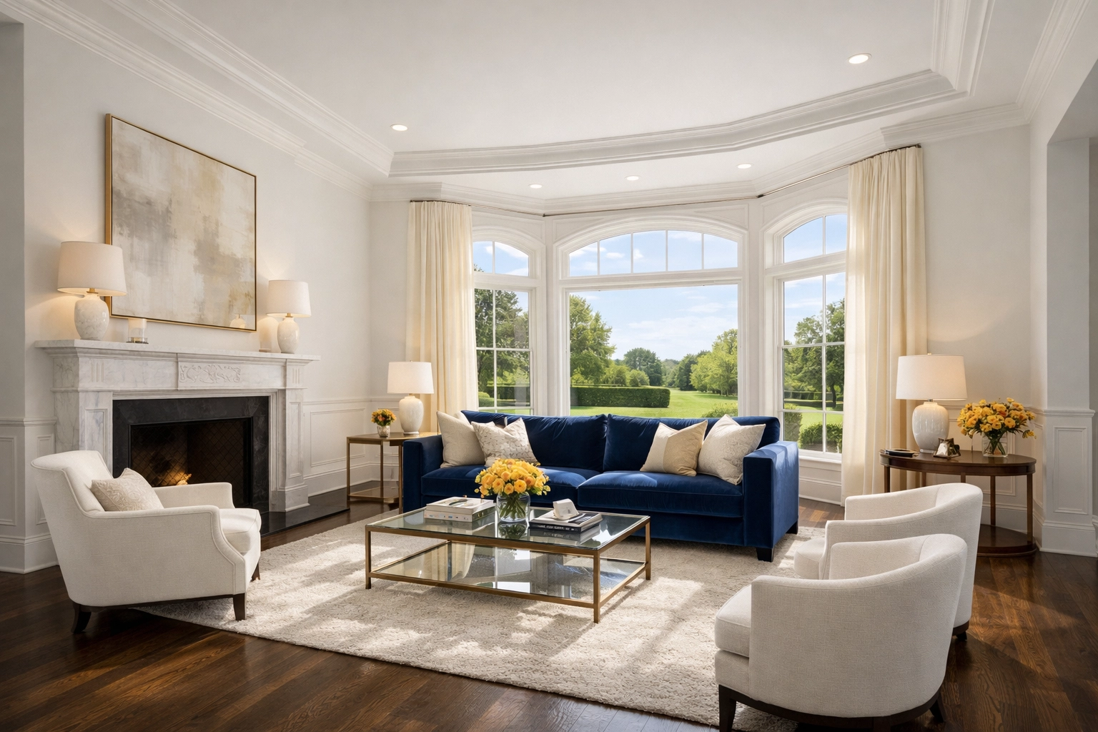 Pristine living room in an Andover estate reflecting high-end Andover luxury cleaning standards.