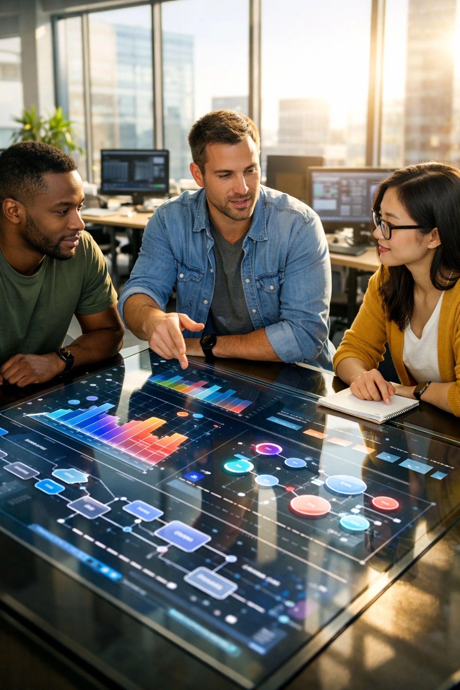 Team evaluating ServiceNow consulting services and ROI metrics in a modern US office.