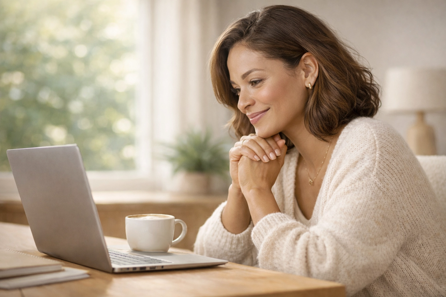 Surrogate participating in a remote consultation with her surrogacy agency from home