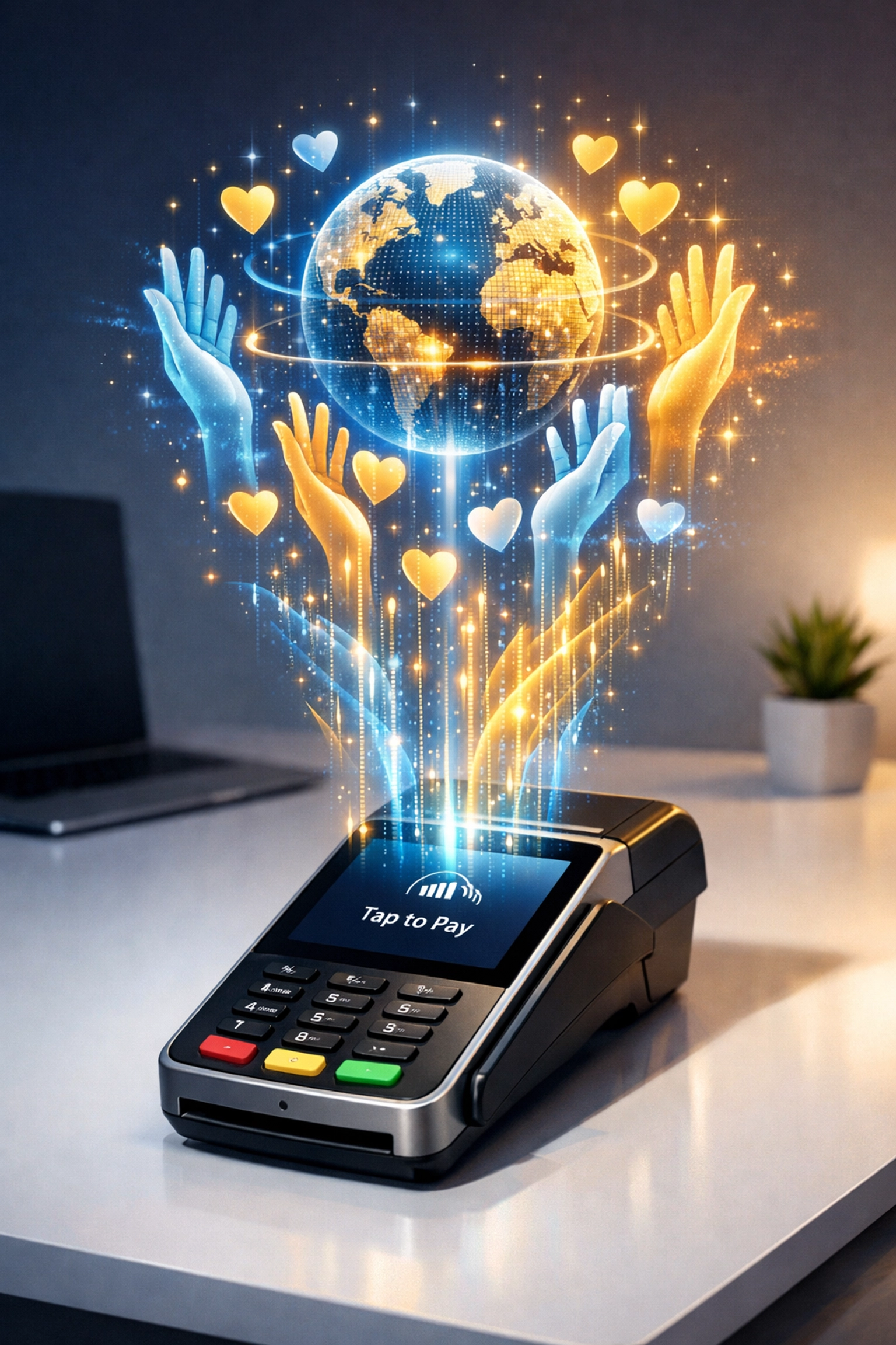 Crypto POS terminal with digital payment streams creating charitable impact globally