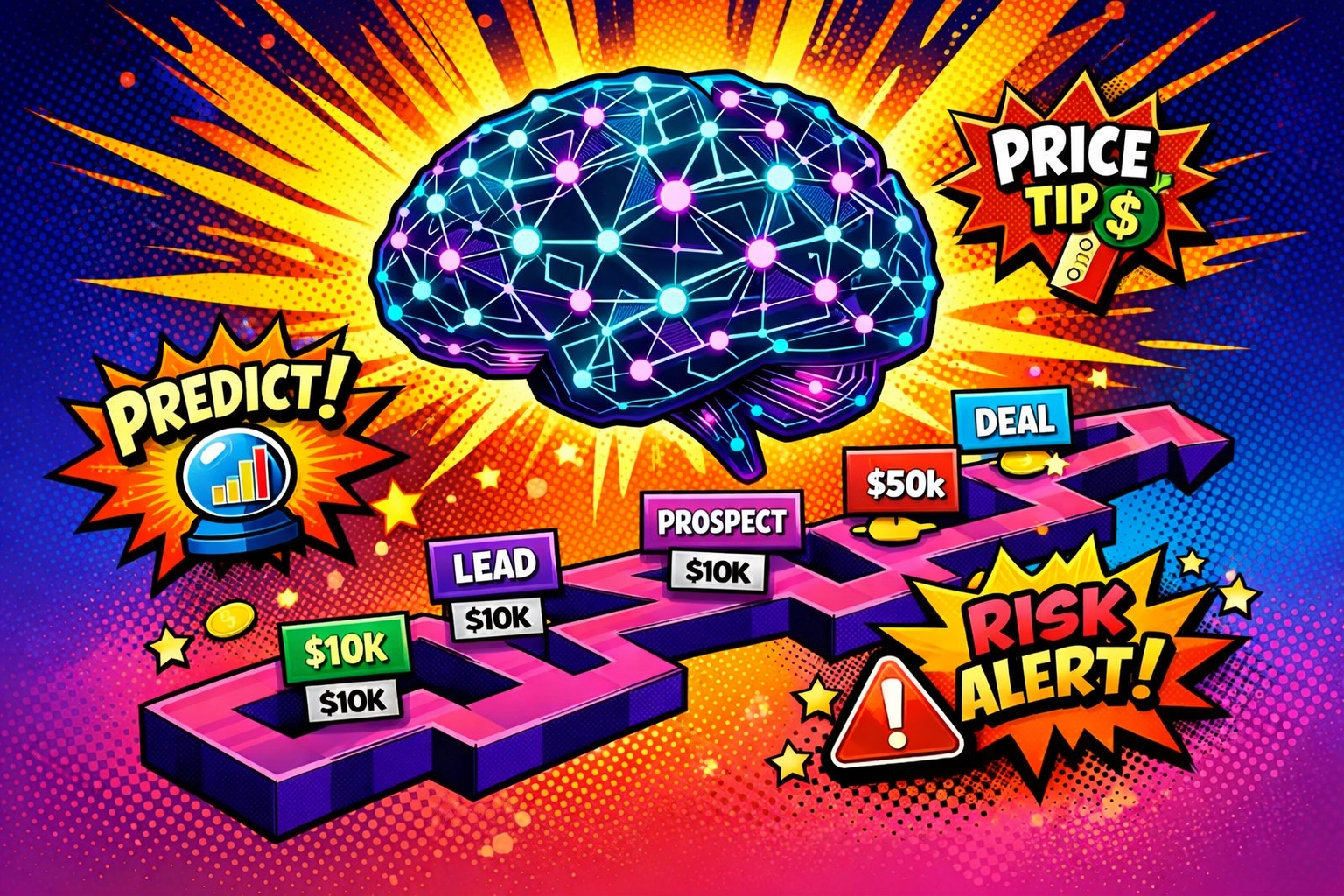 AI-powered sales pipeline with predictive analytics for lead scoring and deal forecasting