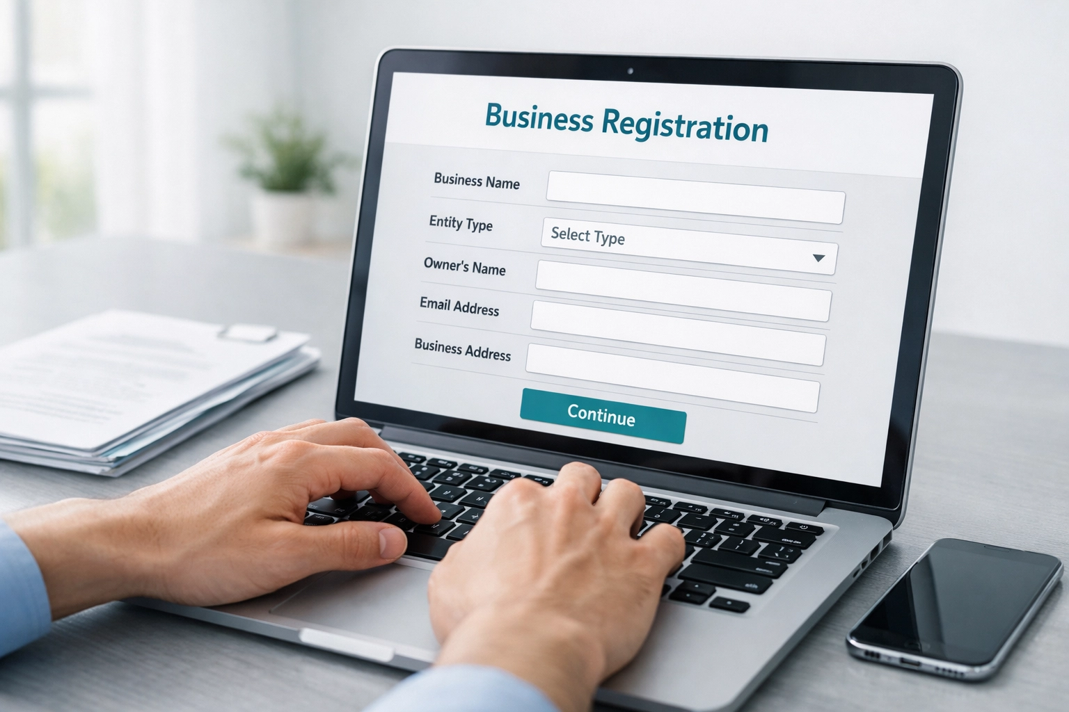 Completando formulario de registro de LLC en Florida por internet