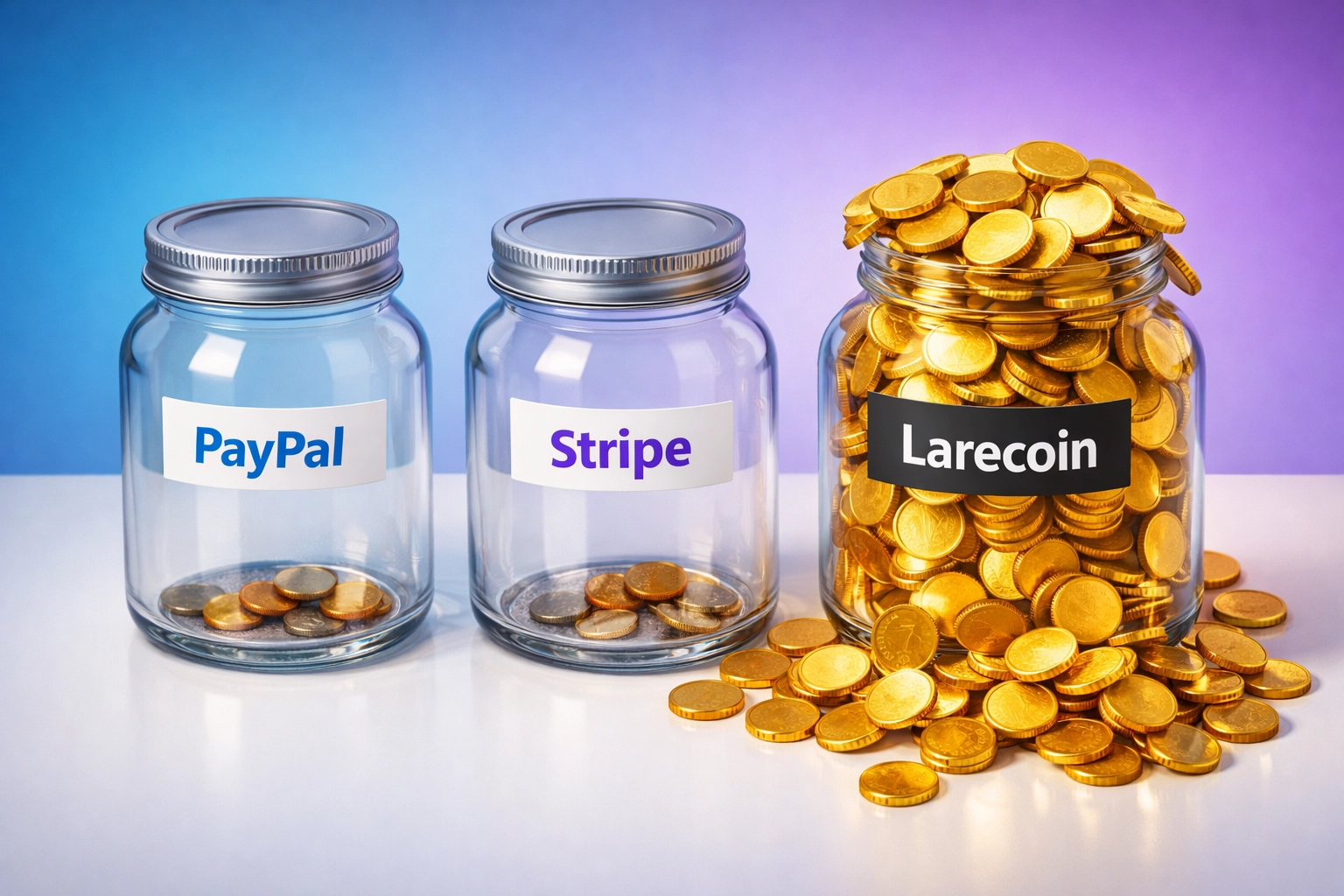 Comparison of crypto payment fees showing Larecoin's significant savings over NOWPayments and CoinPayments