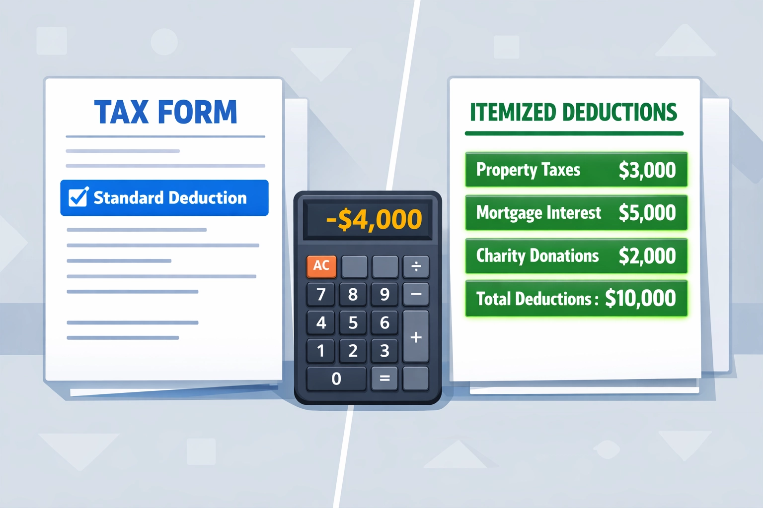 Comparison of standard deduction versus itemized deductions to maximize tax refund in 2026