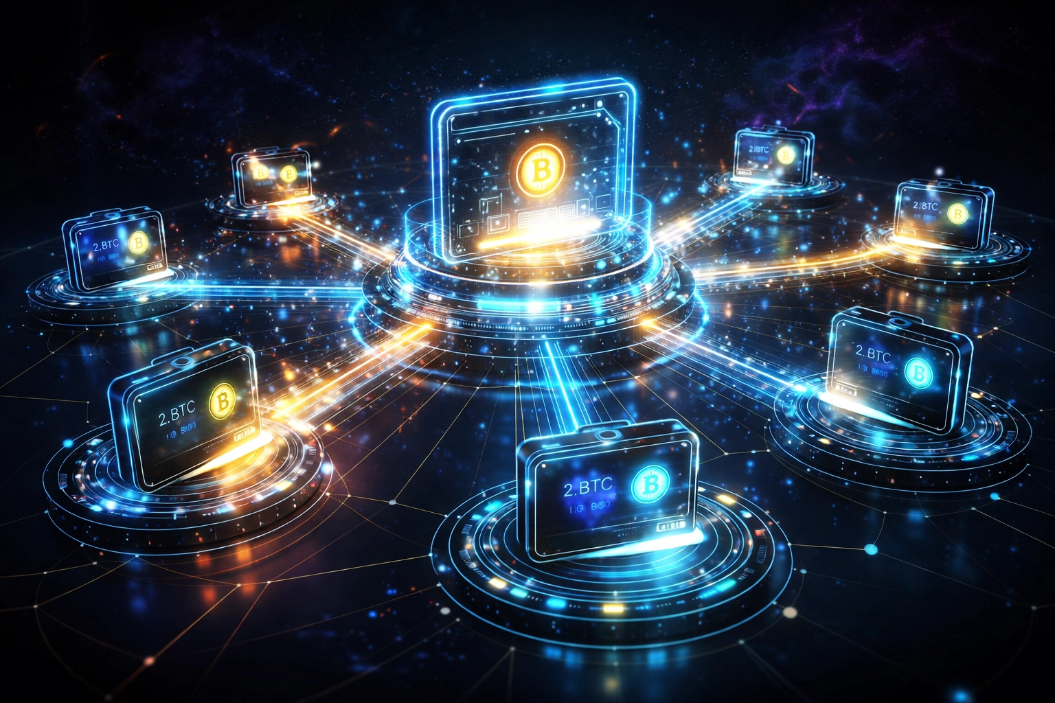 Master and sub-wallet architecture showing interconnected crypto payment nodes for enterprise merchant management