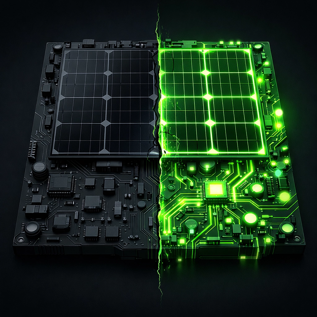 Conceptual graphic showing Basic Spot vs. upgraded SEO ranking for Jefferson City solar listings.