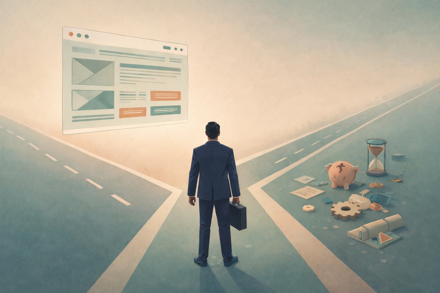 Business owner deciding whether to invest in professional website redesign services