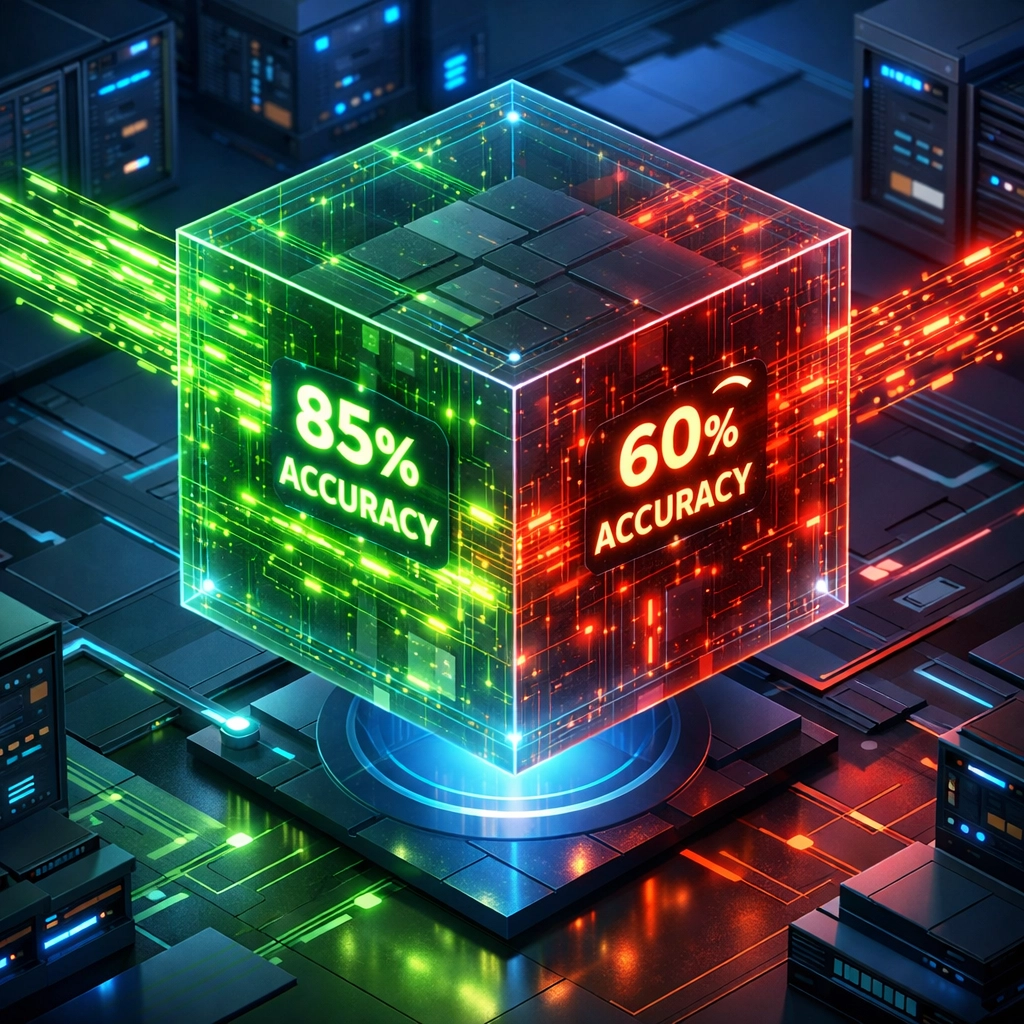 ServiceNow CMDB data quality visualization showing 85% accuracy threshold for AI automation