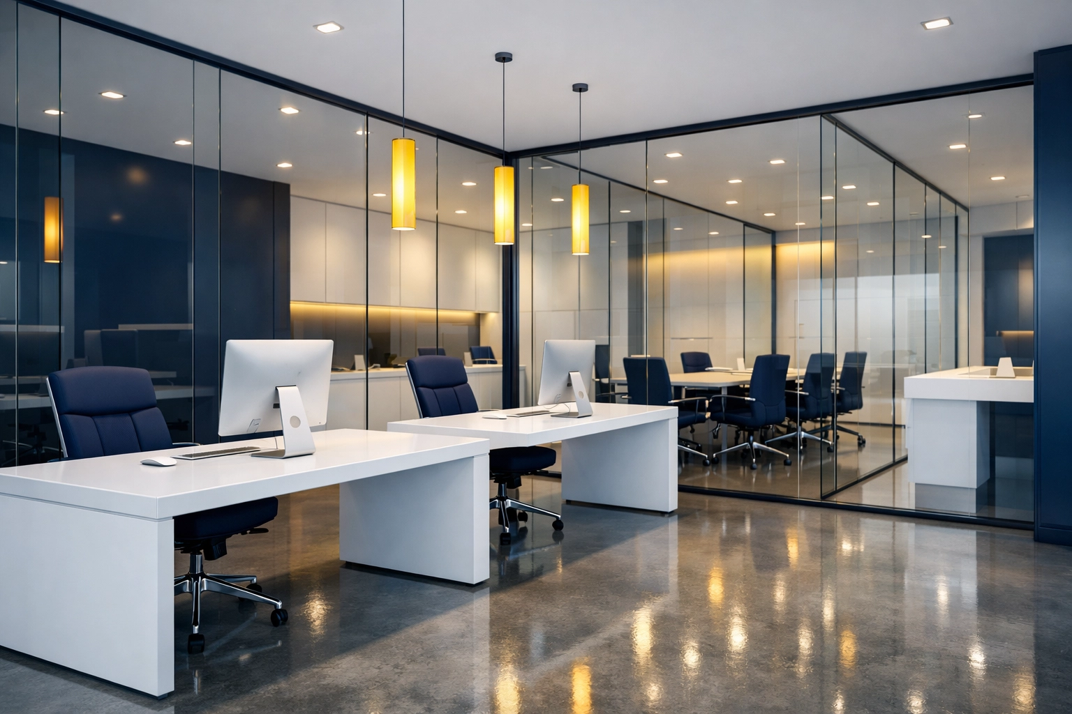 Pristine office space in Shirley MA highlighting the quality of professional house cleaning services.