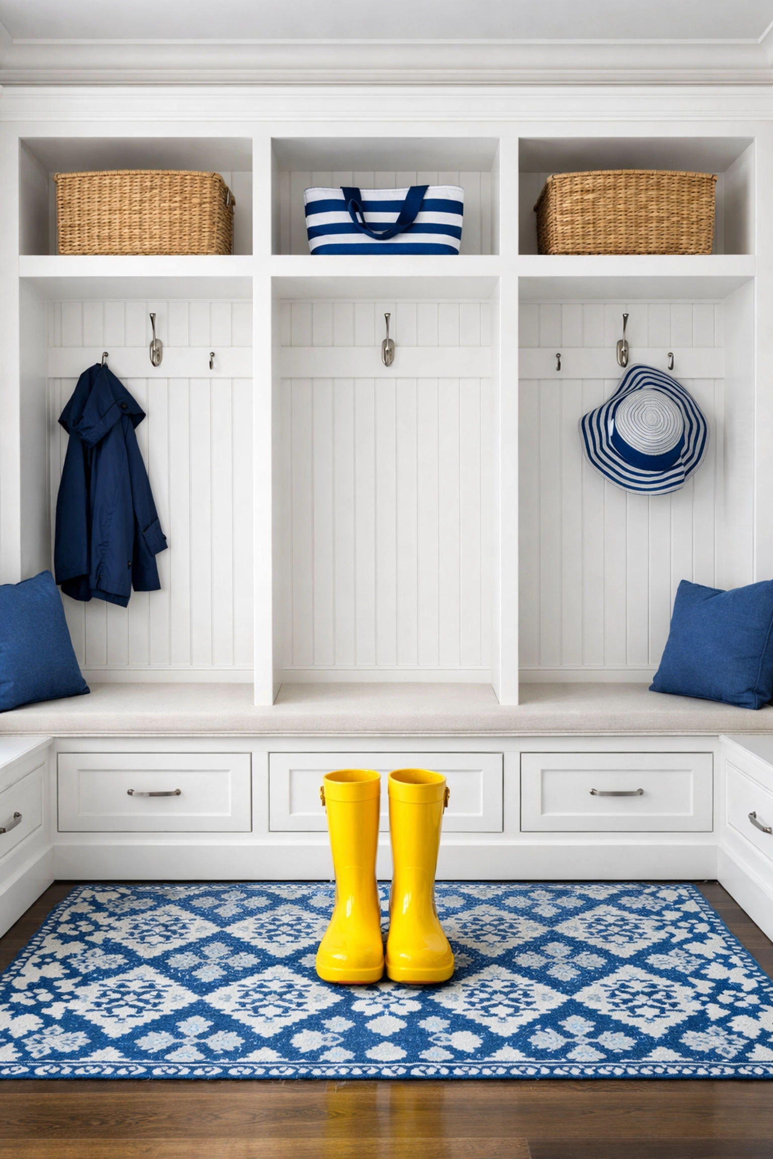 Clean and organized mudroom in a Marlborough residence after a professional decluttering service.