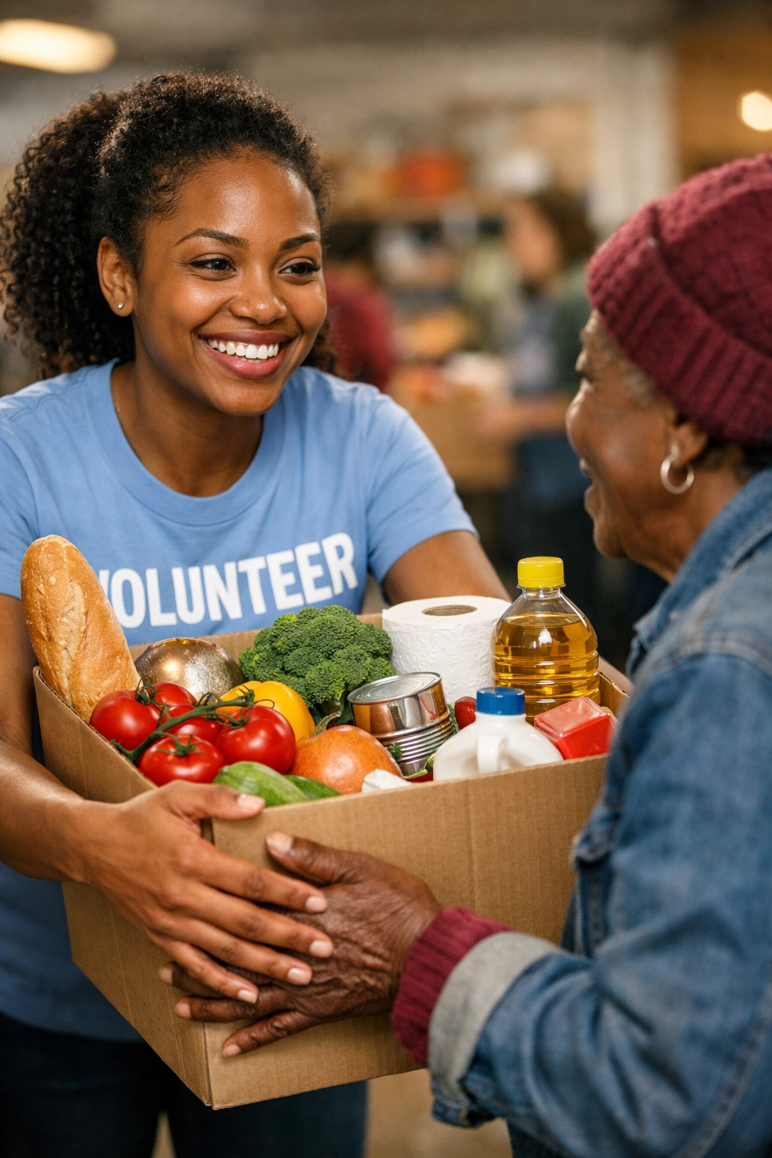 A Family ReBuild volunteer providing essential groceries to a South Jersey family in need.