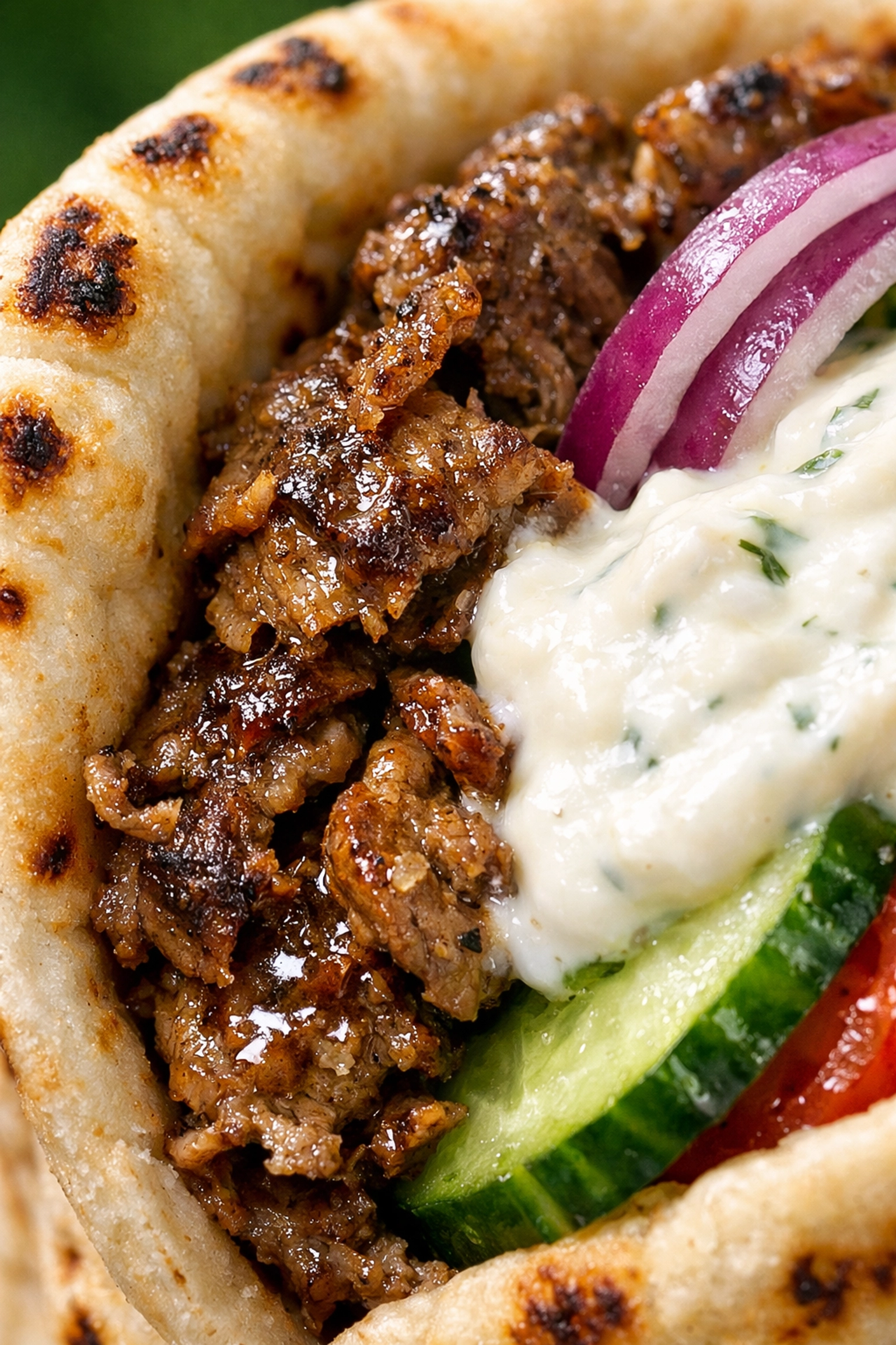 Authentic halal gyro wrap with fresh pita and tzatziki sauce, delivered across Portland and Beaverton.