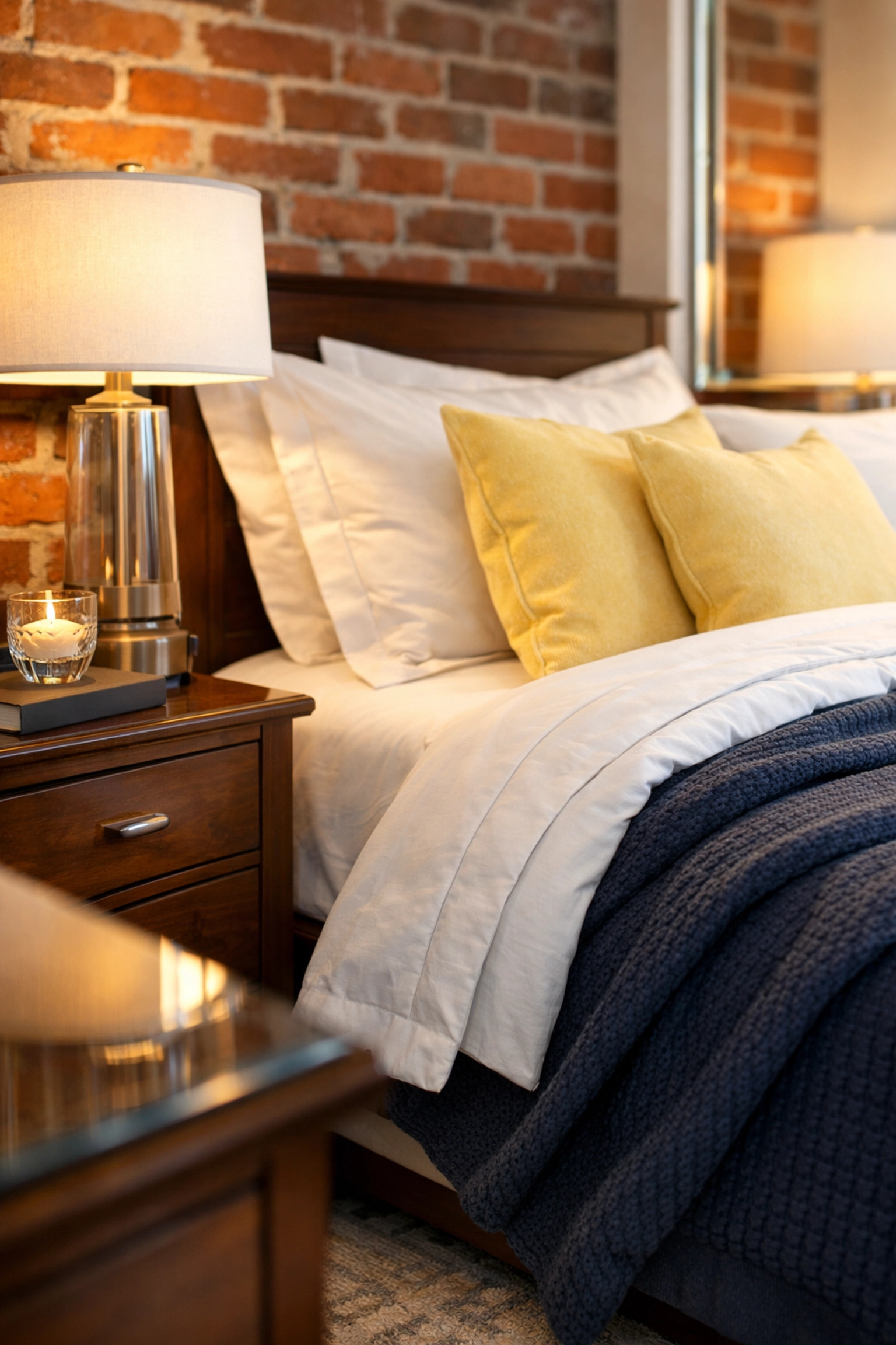 A dust-free, luxurious bedroom showcasing the results of professional deep cleaning Lowell services.