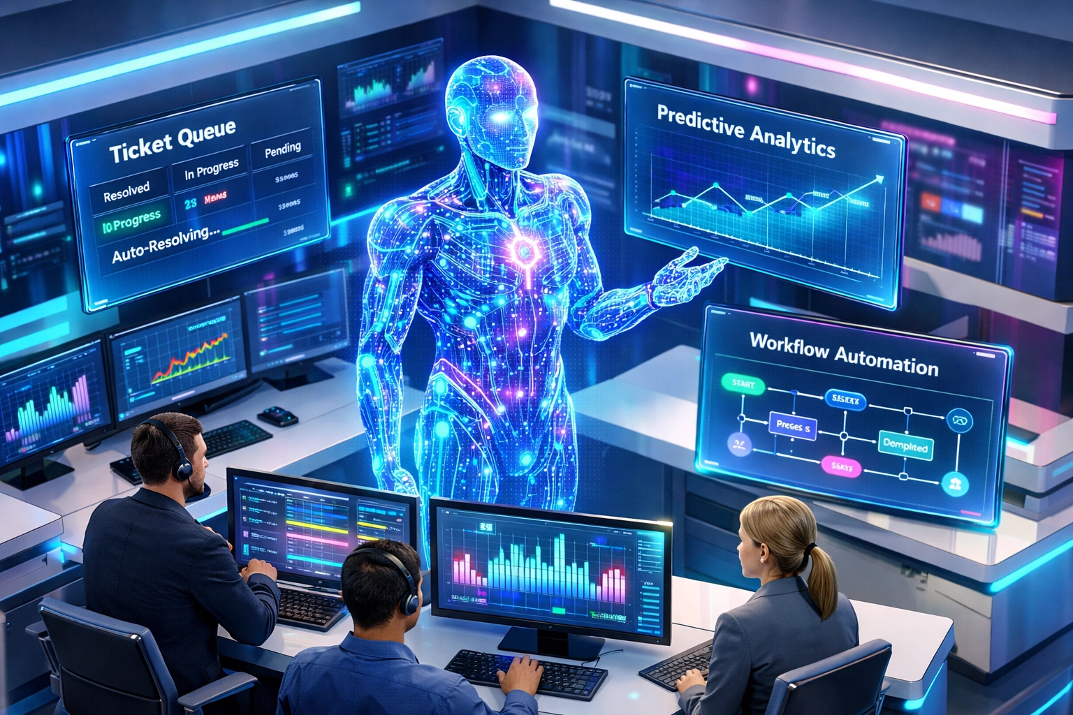 Agentic AI automation resolving ServiceNow tickets and managing IT operations workflows