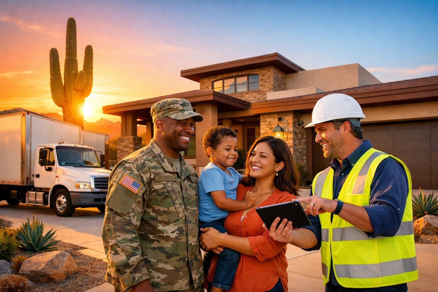 Military family at their new Phoenix home utilizing Rewarding Heroes relocation and inspection benefits.