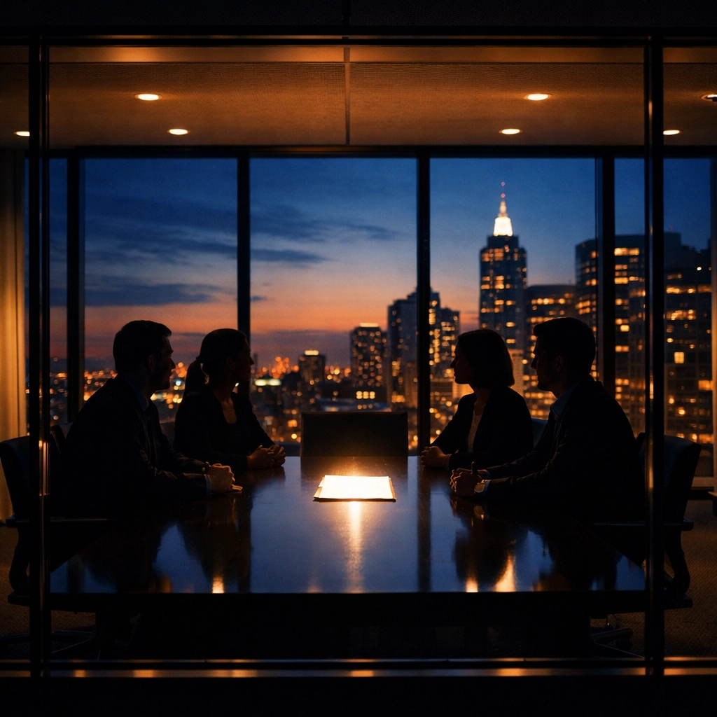 Family office board meeting with clear decision-making framework