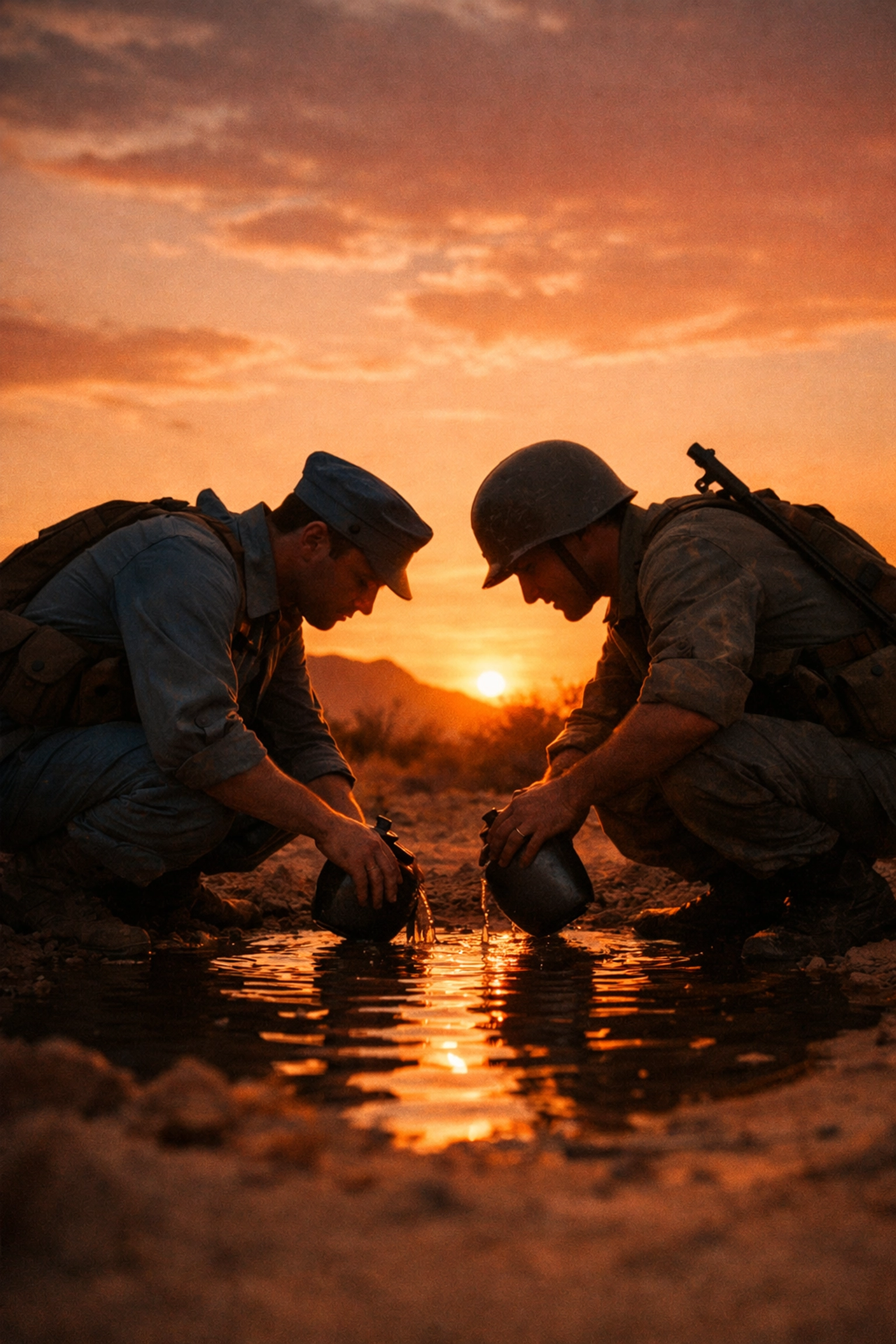 Two soldiers from opposing sides meet at desert watering hole in gay military romance story