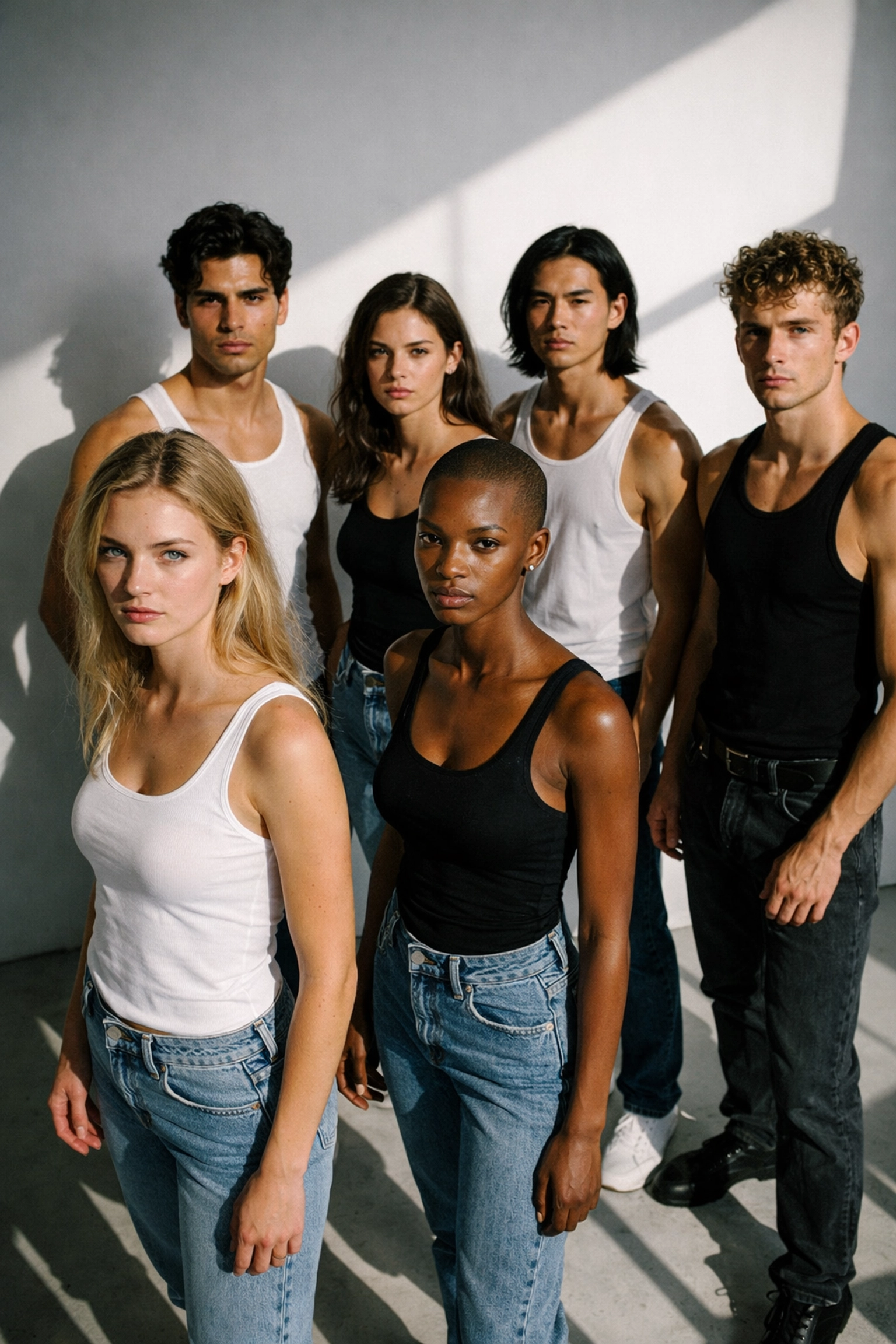 Diverse aspiring models at casting audition in professional studio