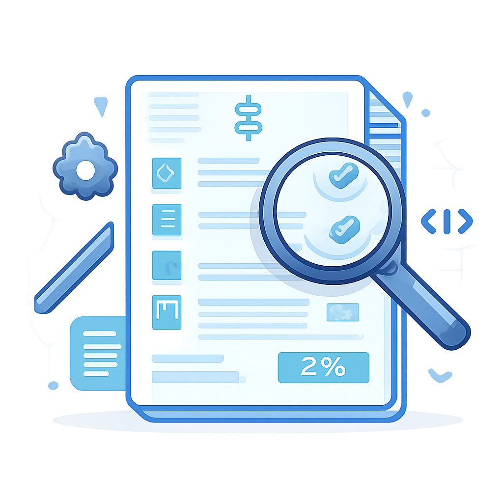 Magnifying glass over a contract illustrating transparent web design pricing and clear deliverables