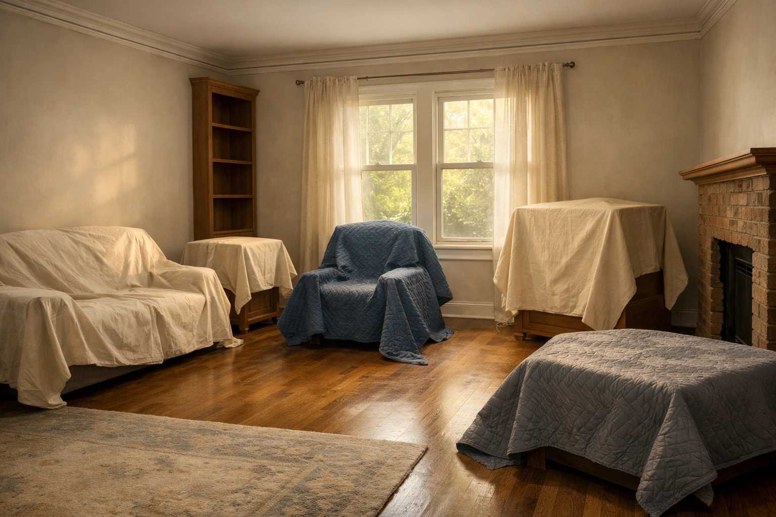 Empty Nashville home interior with covered furniture awaiting inherited property decision