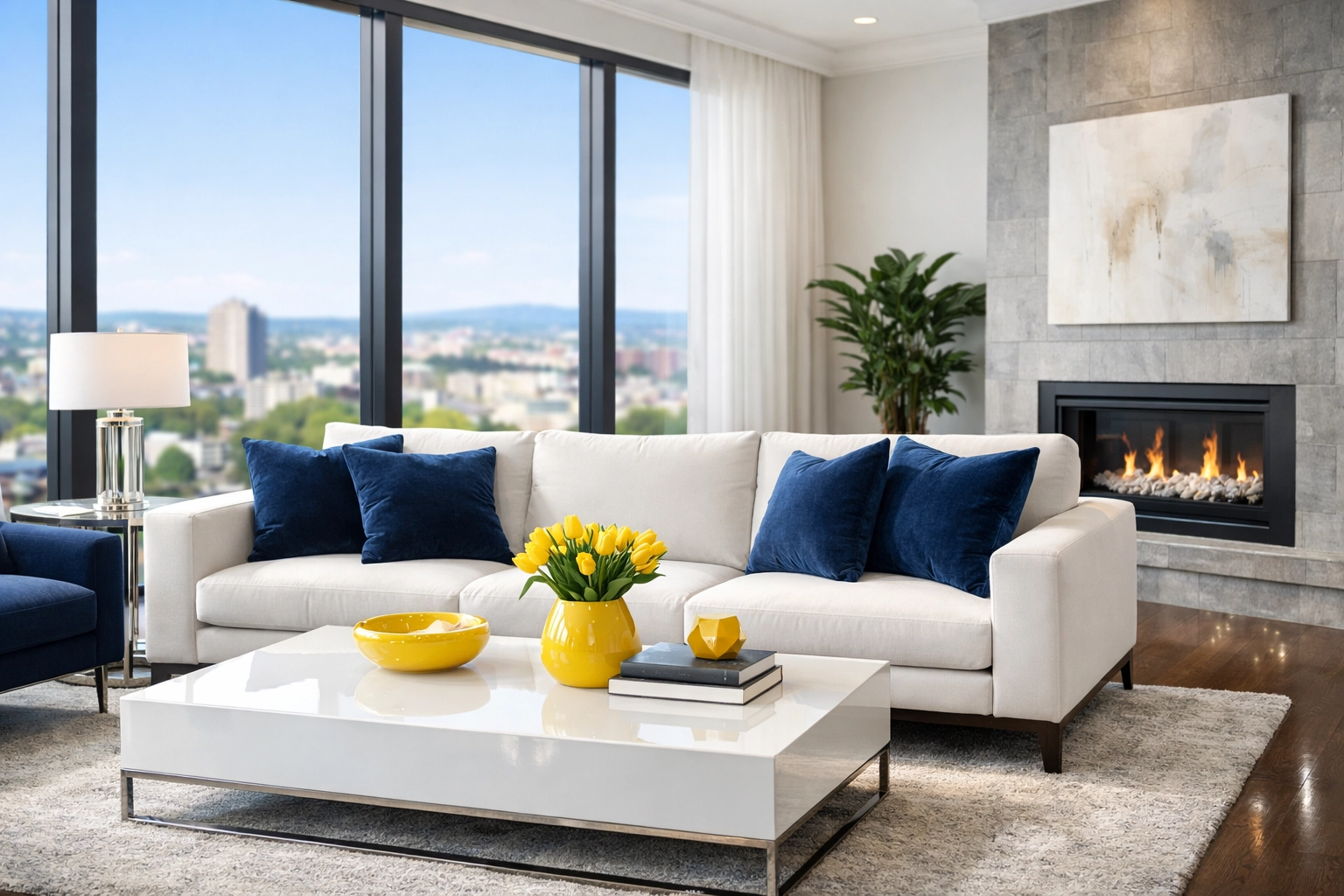 Deep cleaned luxury living room in Worcester near Gateway Park featuring sanitized surfaces and modern decor.