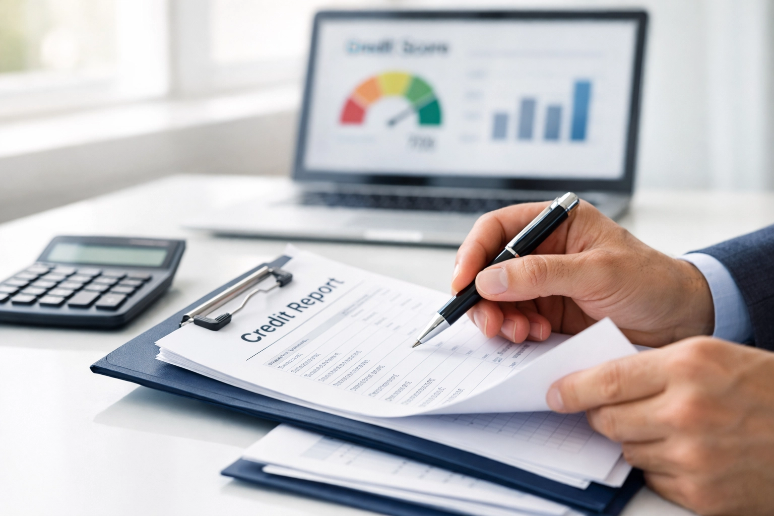 Reviewing credit report documents for mortgage application approval