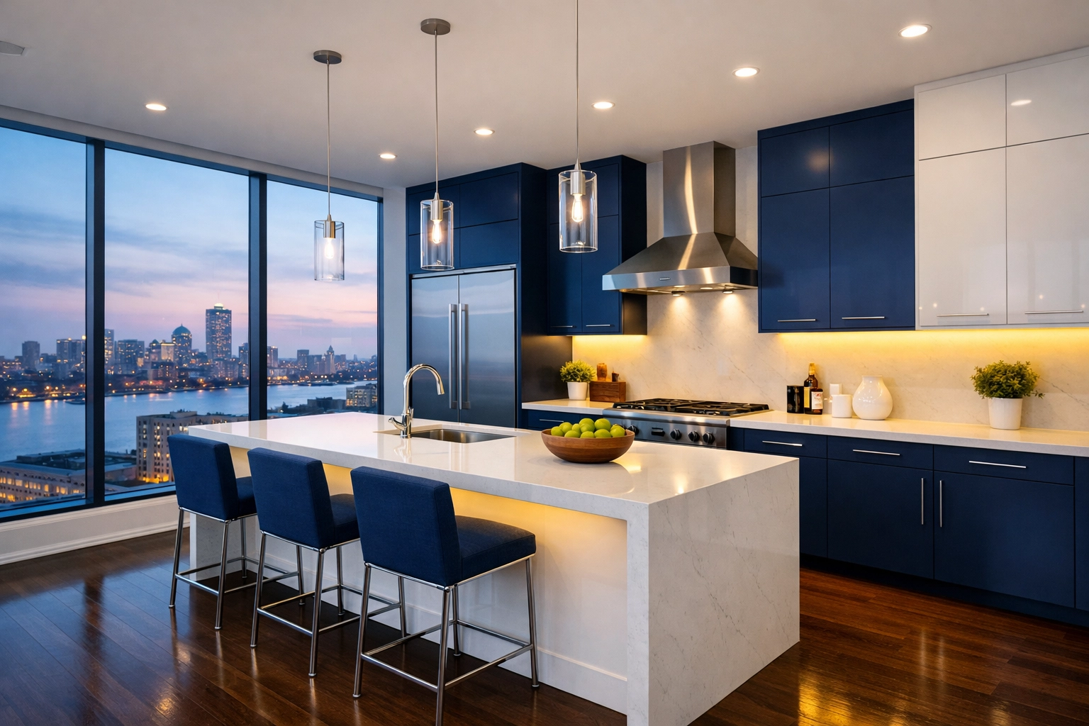 Luxury East Cambridge penthouse kitchen following a detailed move-out cleaning Cambridge MA service.