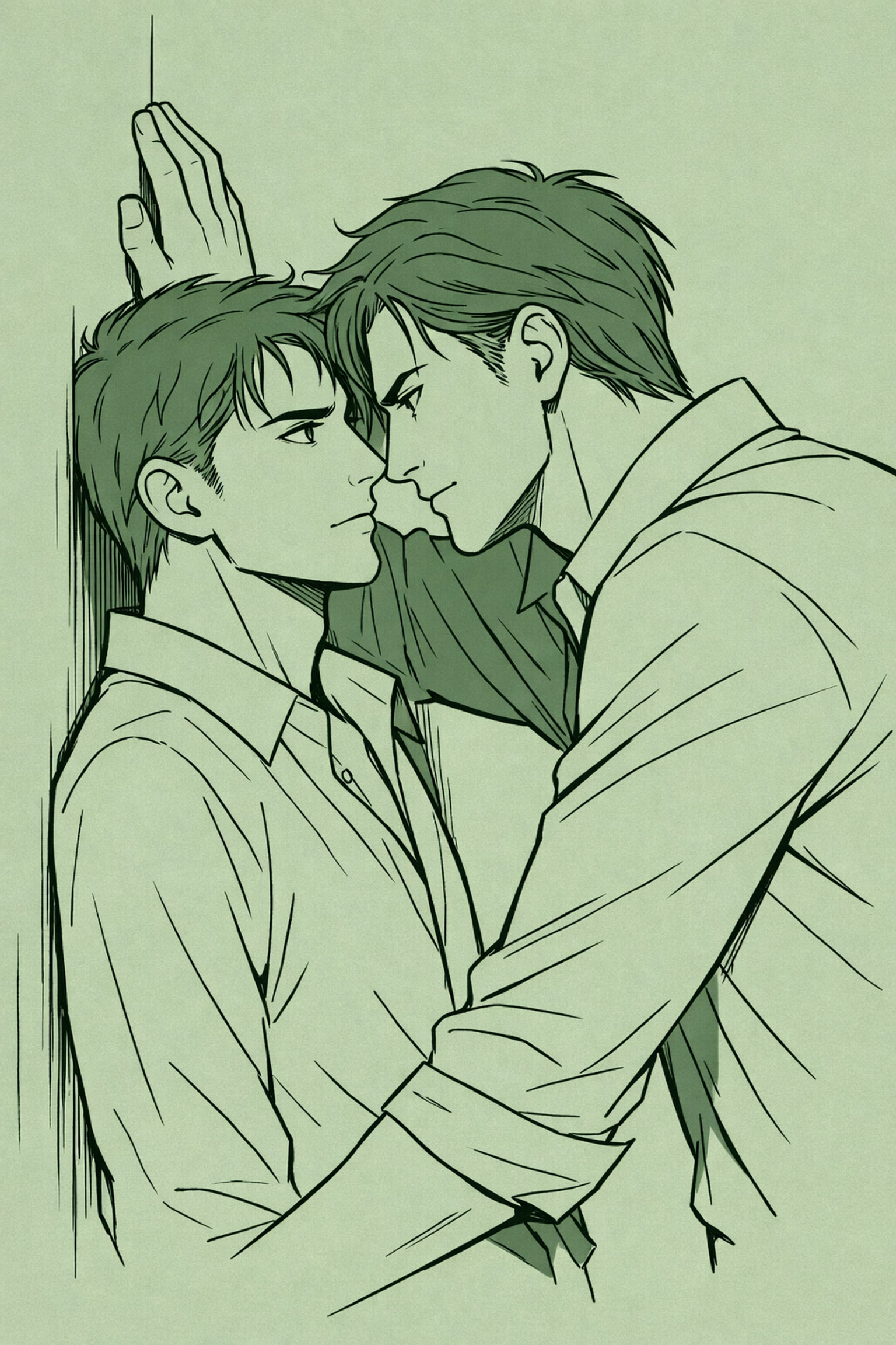 Intense MM romance illustration featuring possessive jealousy and high-stakes passion in a gay psychological thriller.