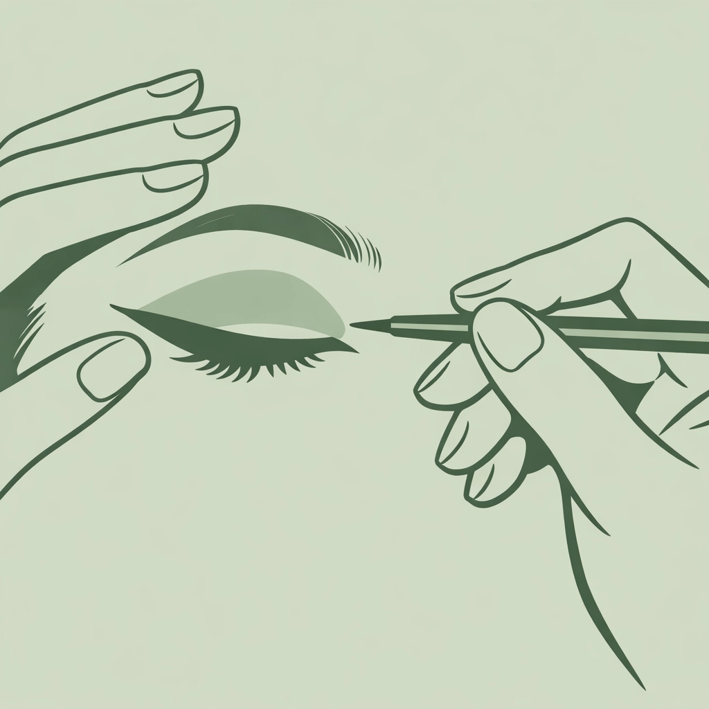 Close-up of hands applying precise eye makeup demonstrating drag artistry techniques