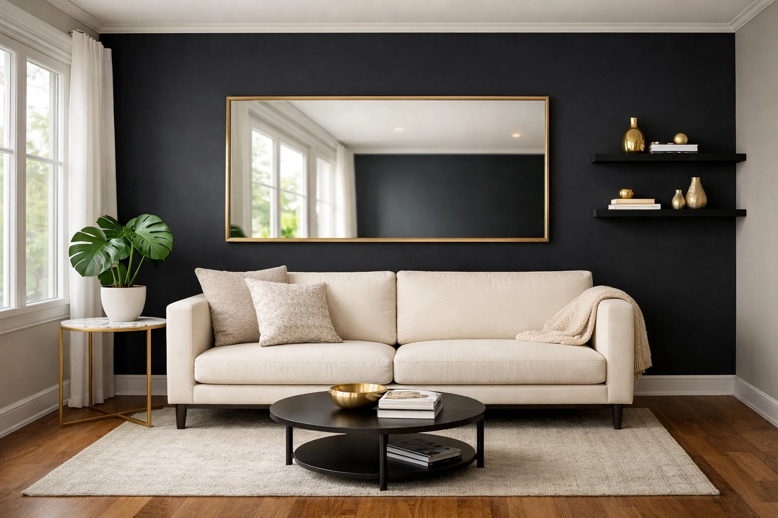 Immaculate rental property living room showing professional inventory documentation standards