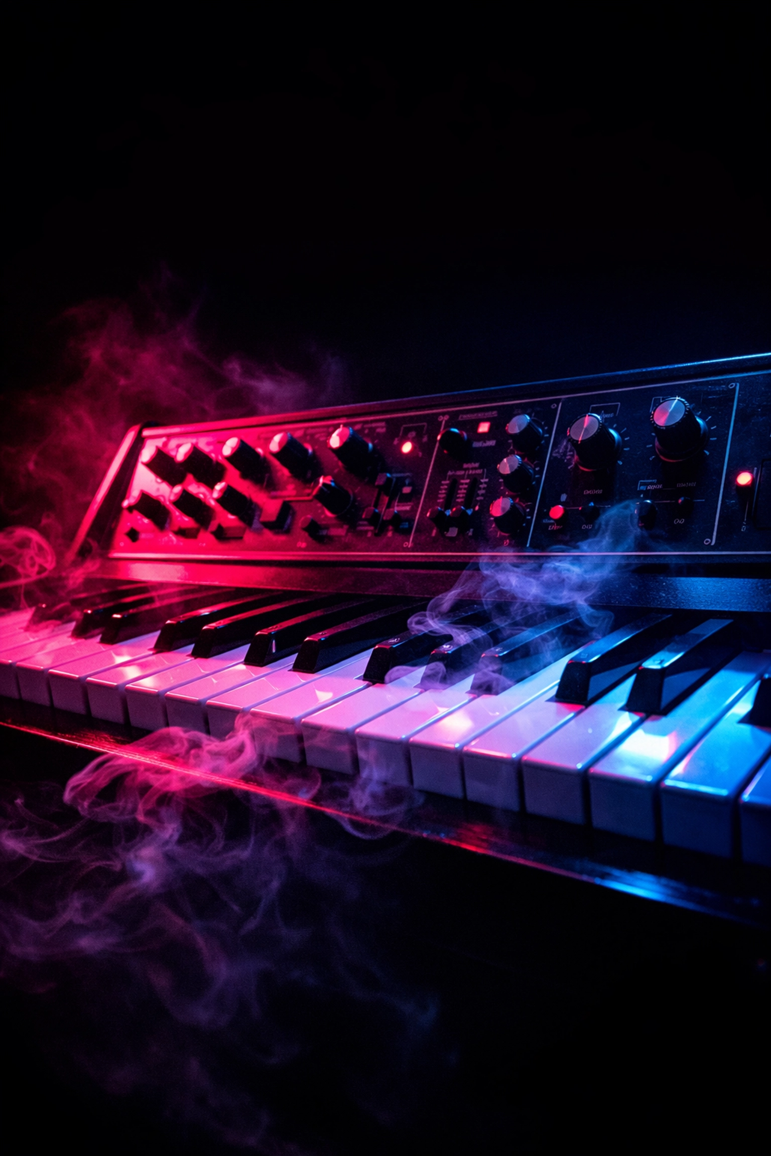 Vintage synthesizer keyboard representing Robyn's synth-pop music production
