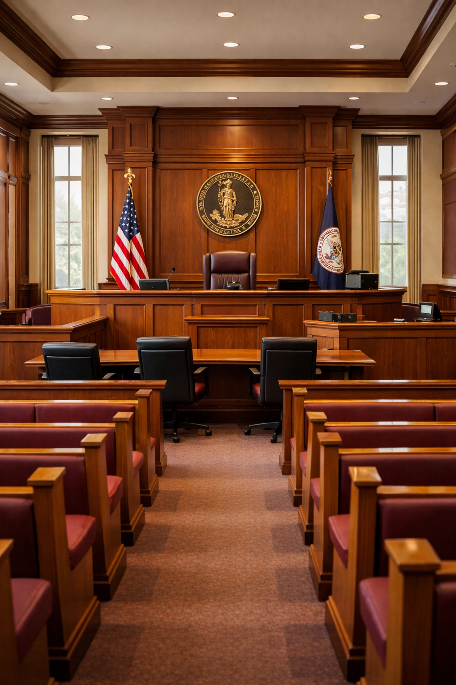 Virginia courtroom interior where adultery and divorce cases are decided