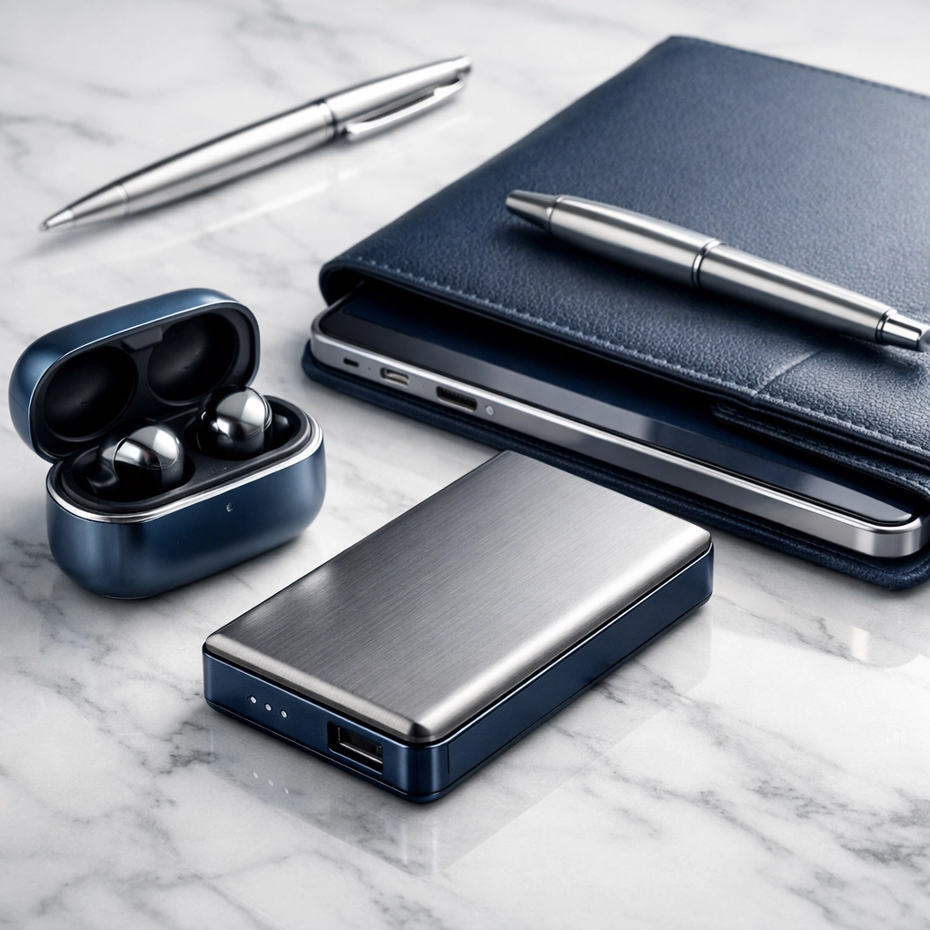 Premium executive gift collection featuring tech items for Super Bowl guests