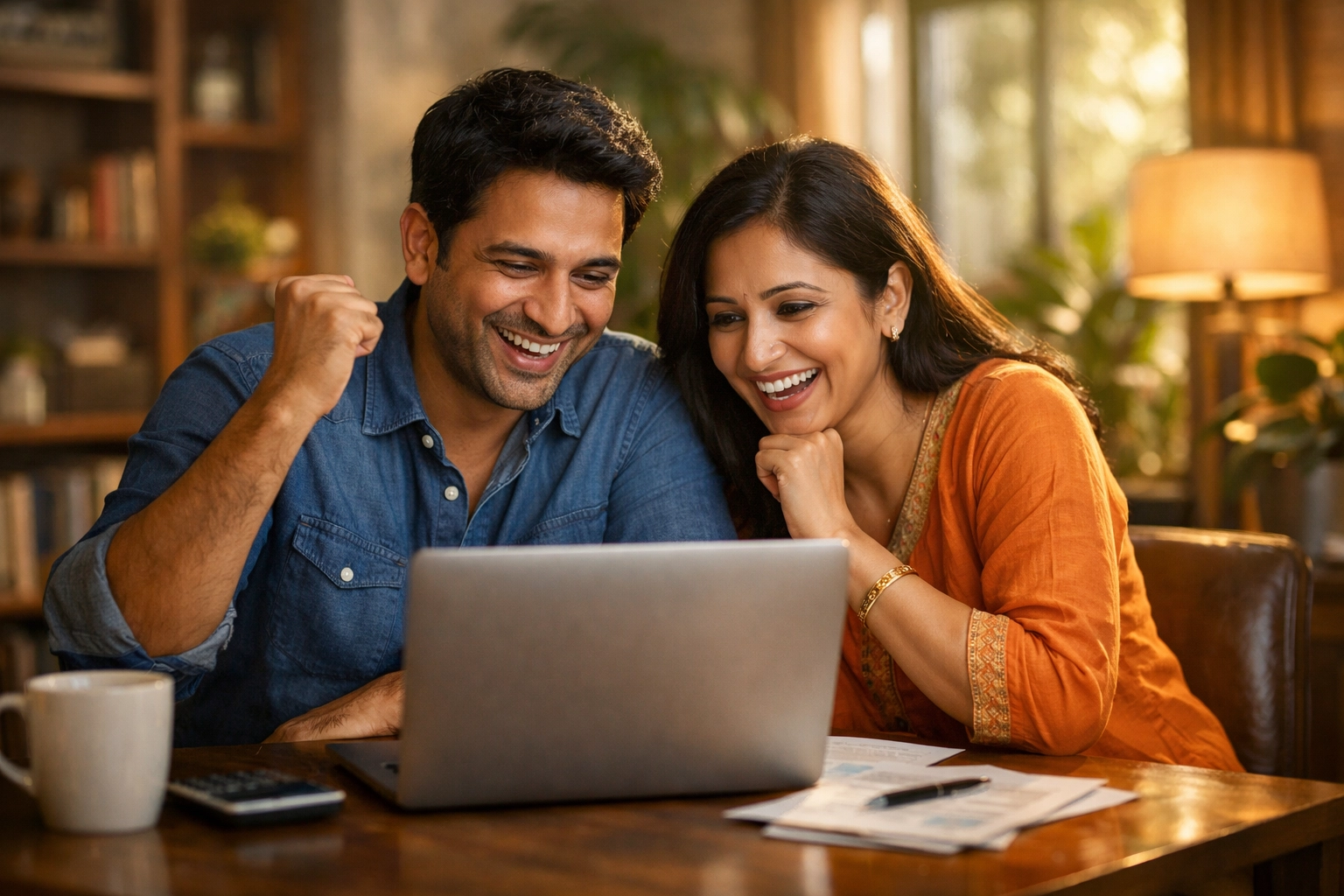Indian couple joyful over the 12 lakh tax-free limit featured in Indian politics news.