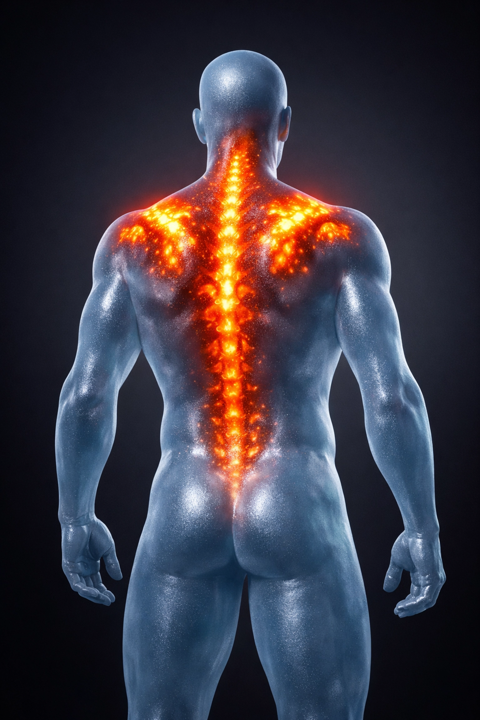 Internal body heat and brown fat activation visualization during the cold plunge recovery process.