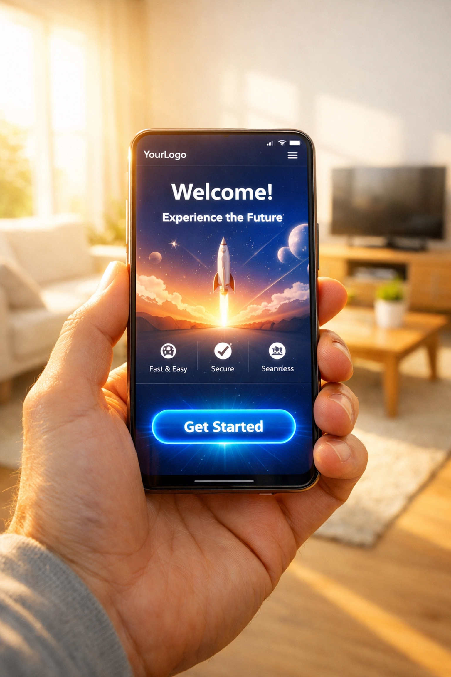 Fast-loading mobile landing page with a clear call-to-action button on a modern smartphone.