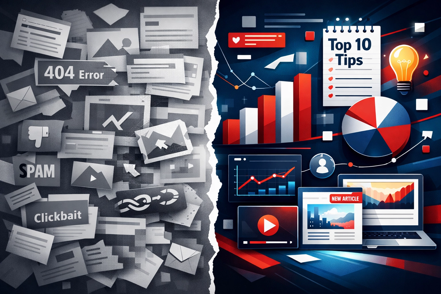 Quality content versus low-quality spam in affiliate marketing comparison