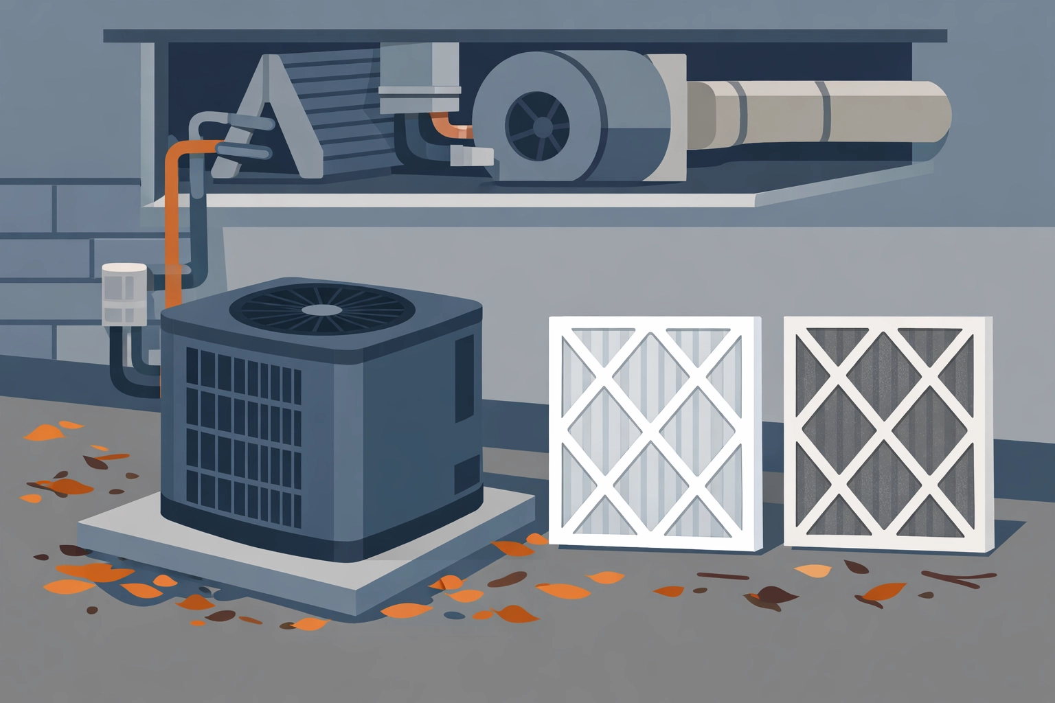 HVAC air filter replacement and outdoor AC unit maintenance for spring preparation